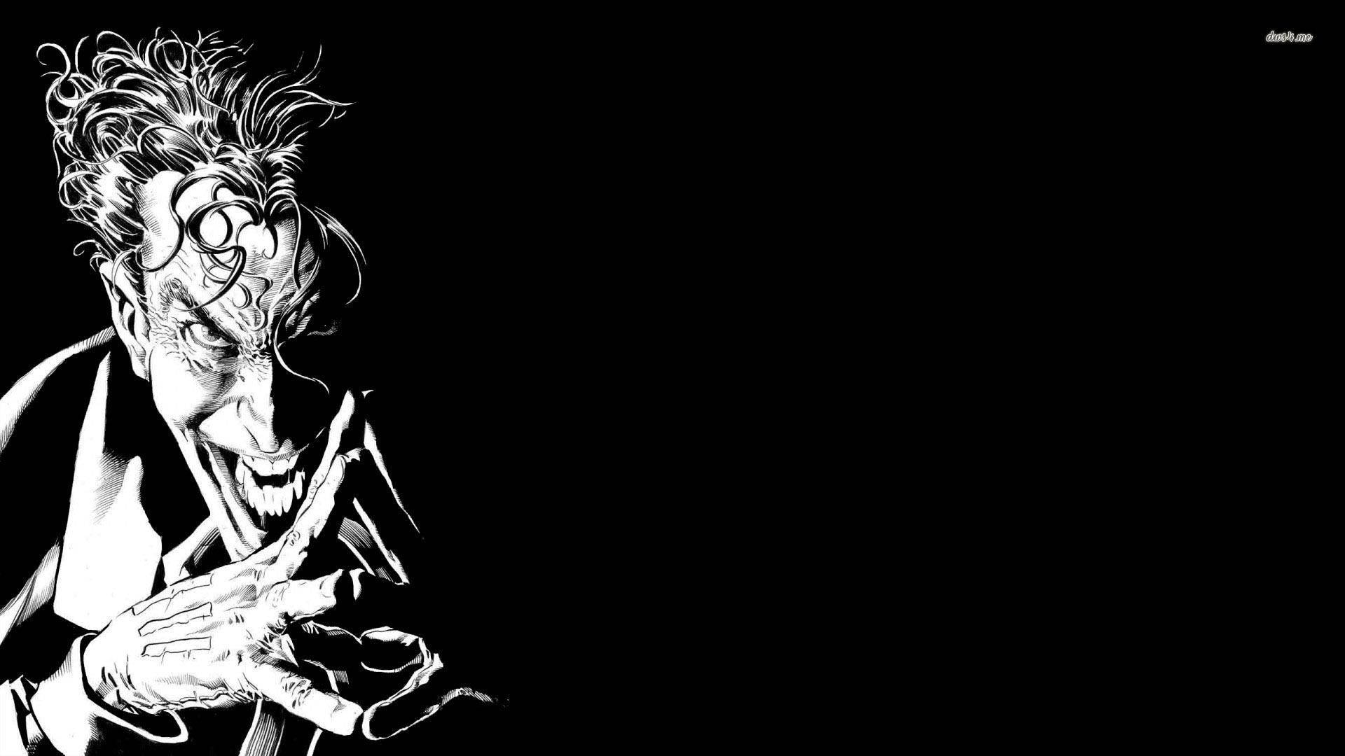Black And White Joker, comic version, grotesque, Full HD Desktop Wallpaper