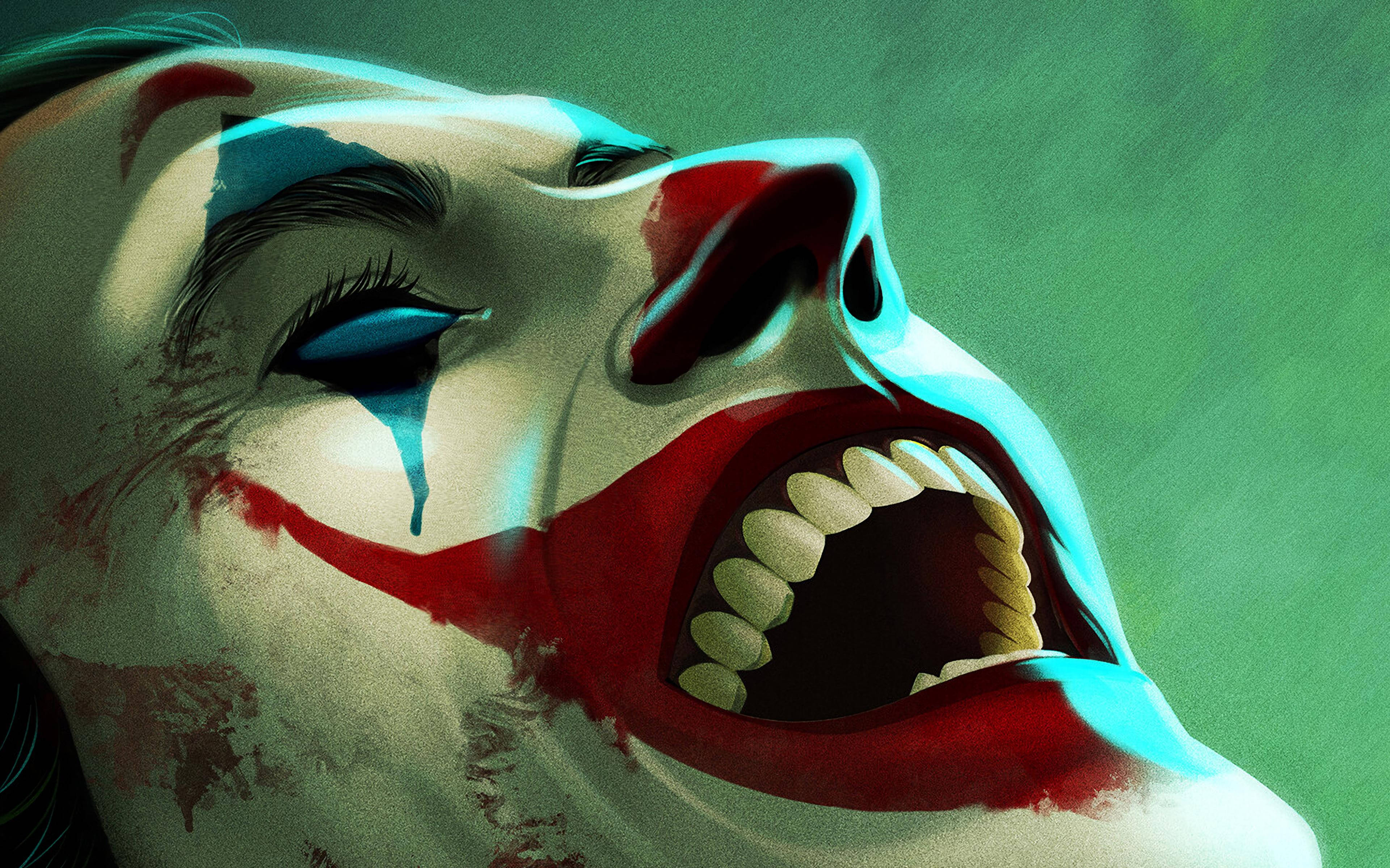 Joker, painted face, red and blue makeup, 4K Desktop Wallpaper