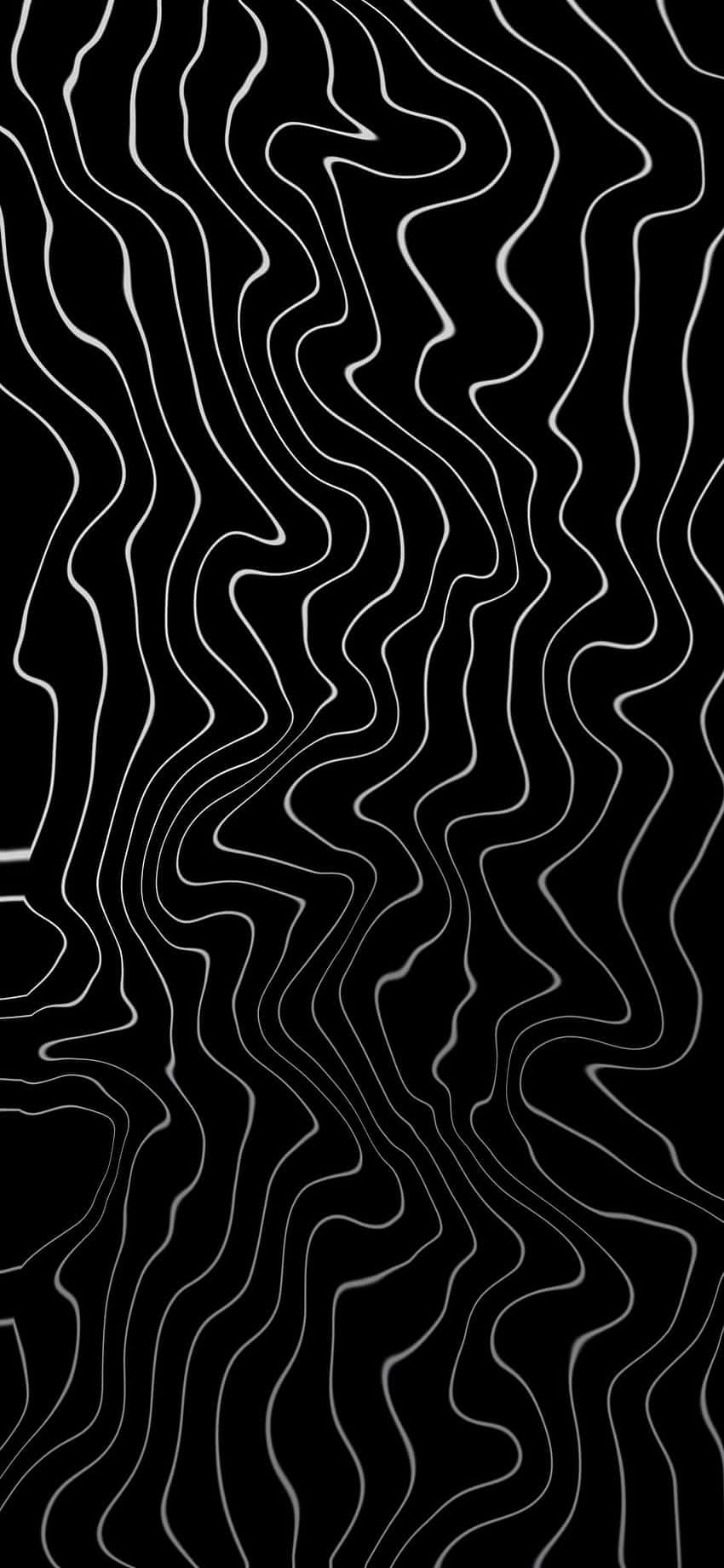 abstract blackand white topography, minimalist black background, flowing white wavy lines, HD Phone Wallpaper