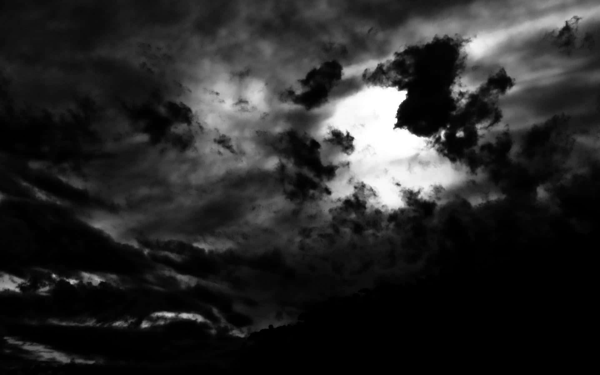 black and white sky, monochrome sky, swirling dark clouds, Full HD Desktop Wallpaper