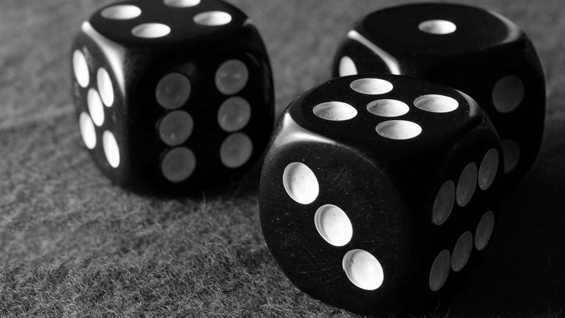 black dice, white pips, textured gray surface, Full HD Desktop Wallpaper