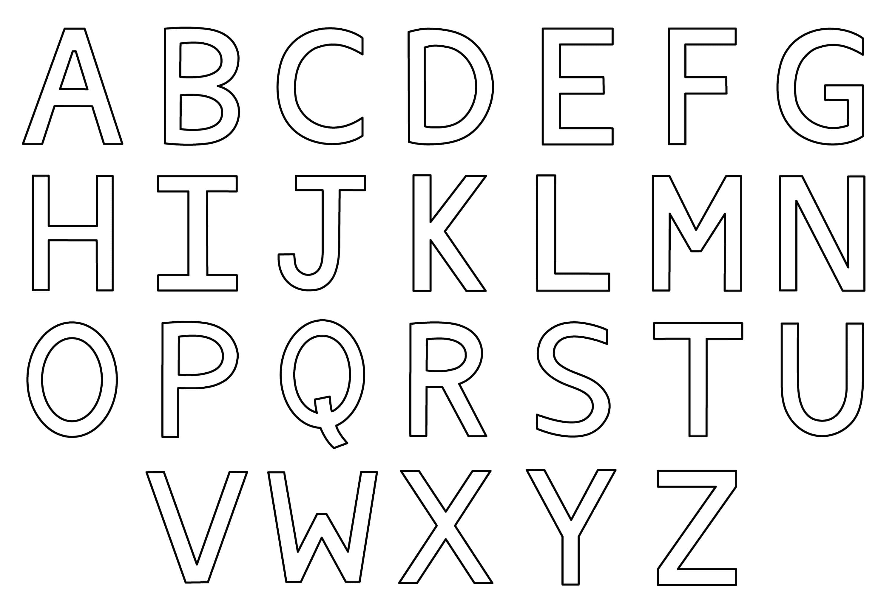 Black and White Letter, uppercase alphabet letters, black outline, 2K Desktop Wallpaper