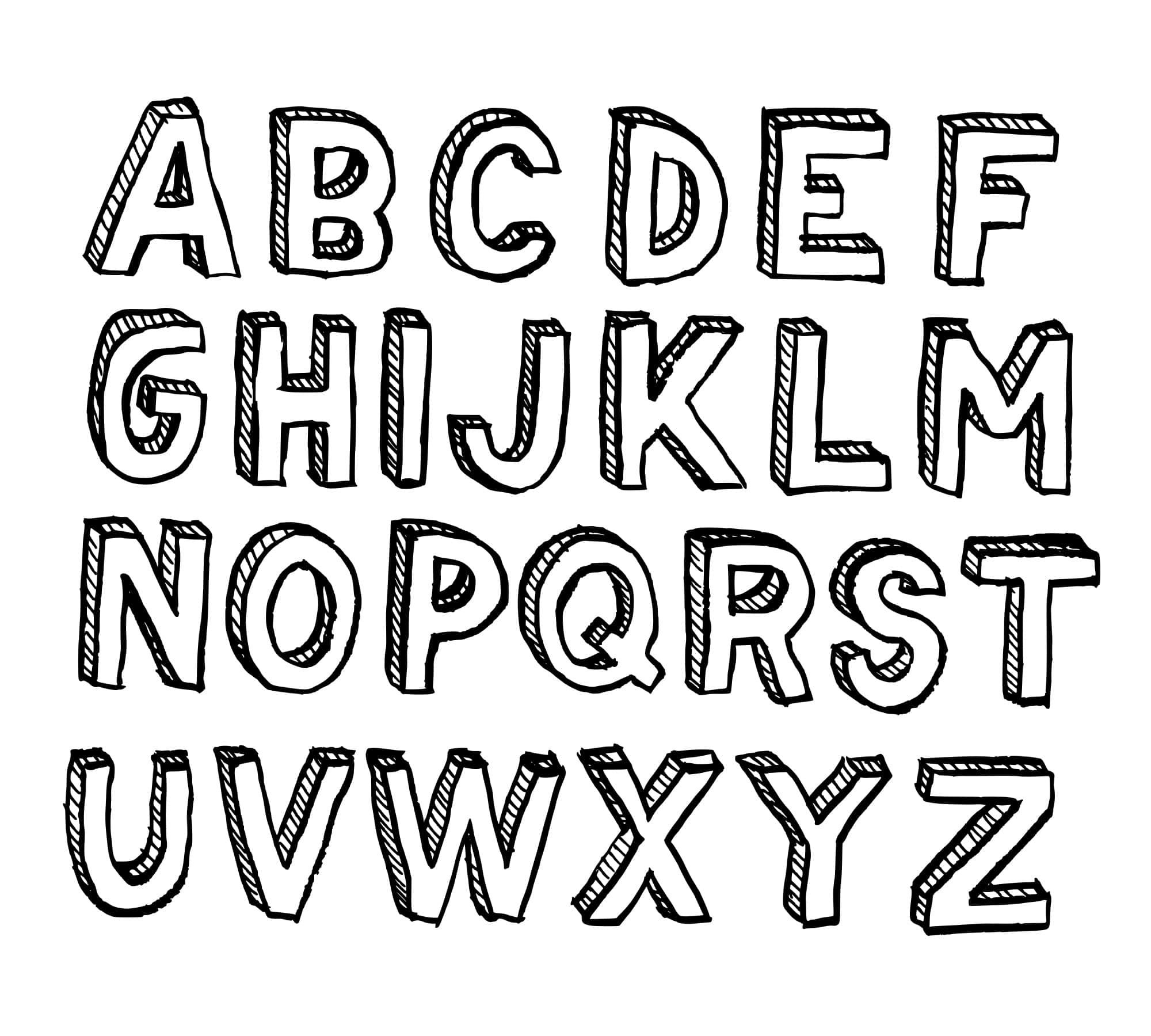 black and white letter, bold 3D style, hatched shading, Full HD Desktop Wallpaper