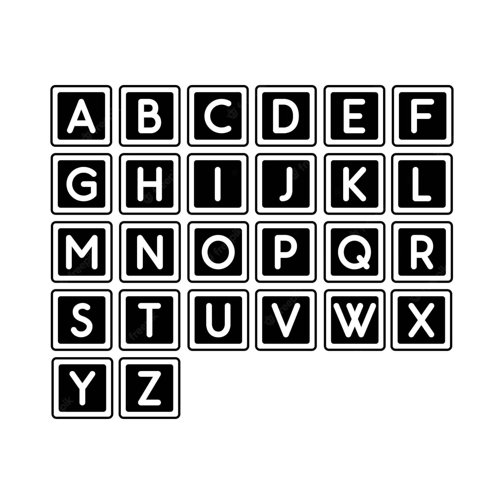 Black And White Letter, alphabet letters, square blocks, Full HD Desktop Wallpaper