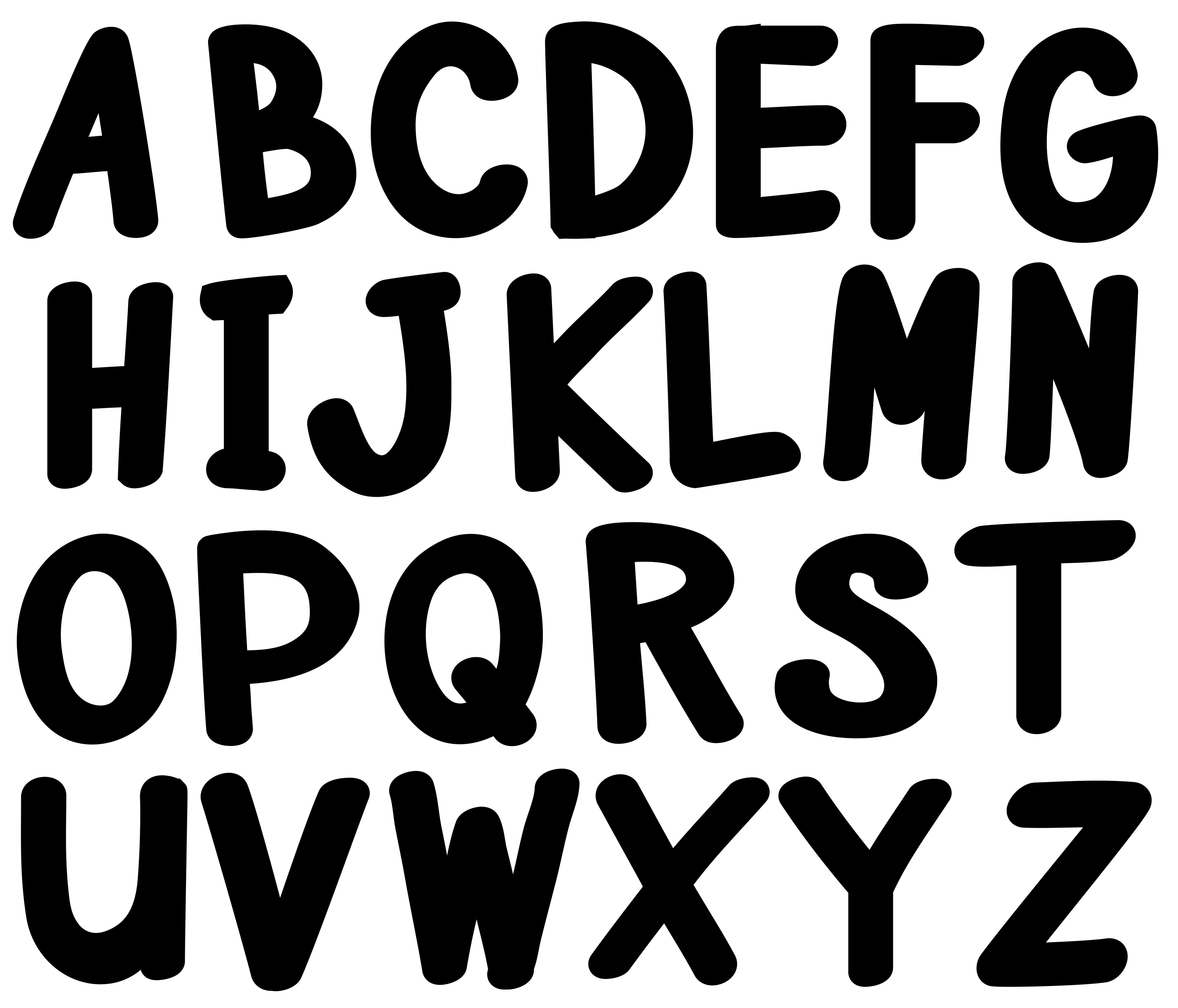 black and white letter, uppercase alphabet letters, four rows, 4K Desktop Wallpaper