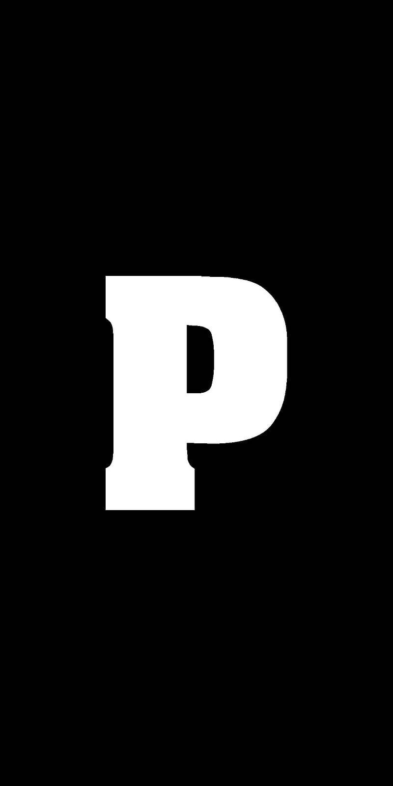 white uppercase letter P, solid black background, HD Phone Wallpaper