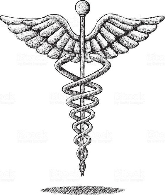 medical caduceus symbol, wings, coiled snakes, SD Phone Wallpaper