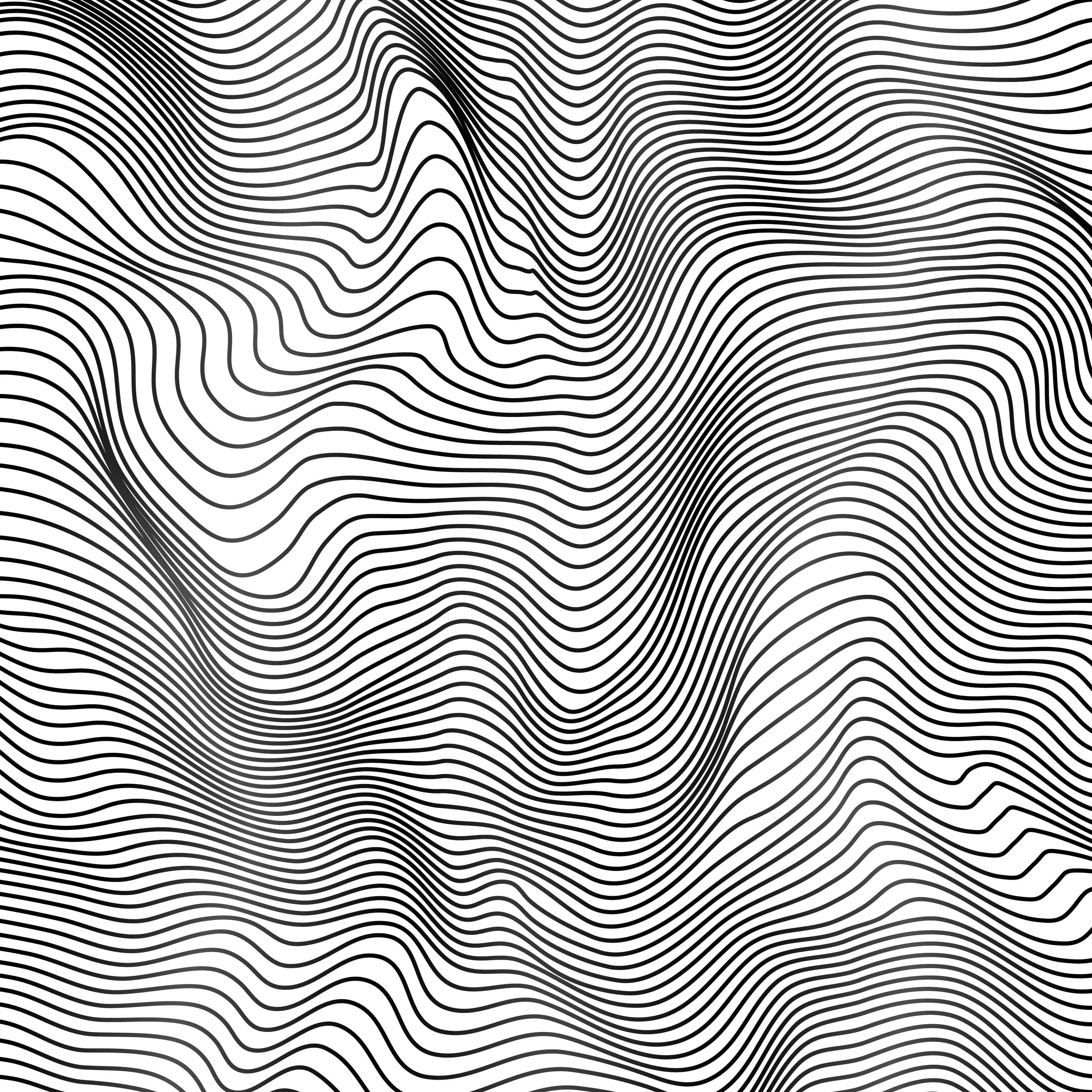 abstract wavy lines pattern, black and white, flowing wavy lines, 2K Desktop Wallpaper