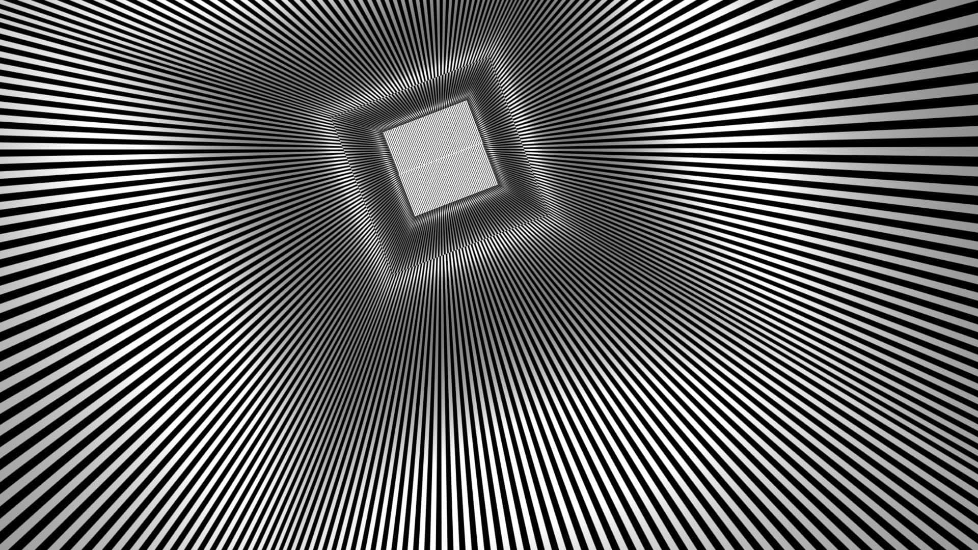 hypnotic black white vortex, radial pattern, central square, Full HD Desktop Wallpaper