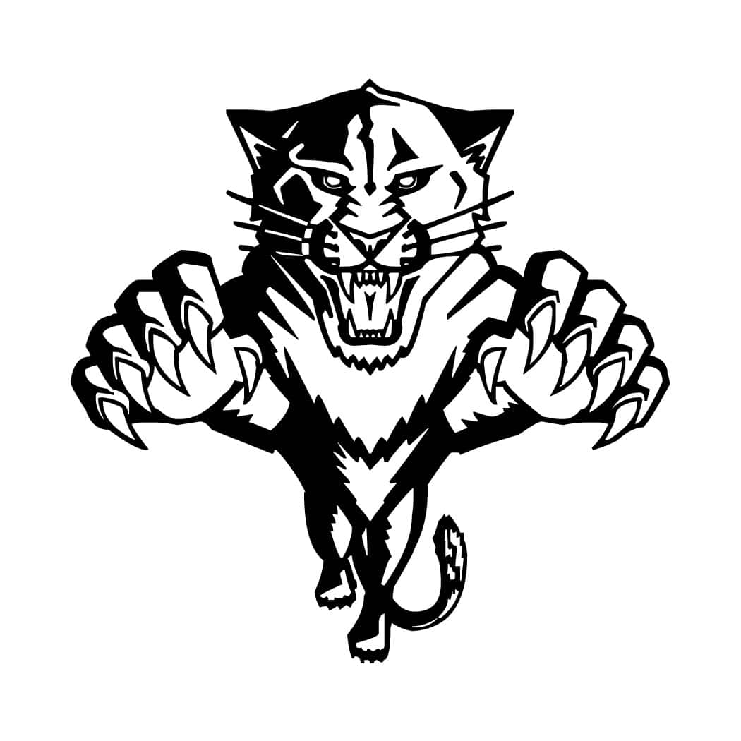 black and white logo, stylized panther, bared teeth, SD Desktop Wallpaper