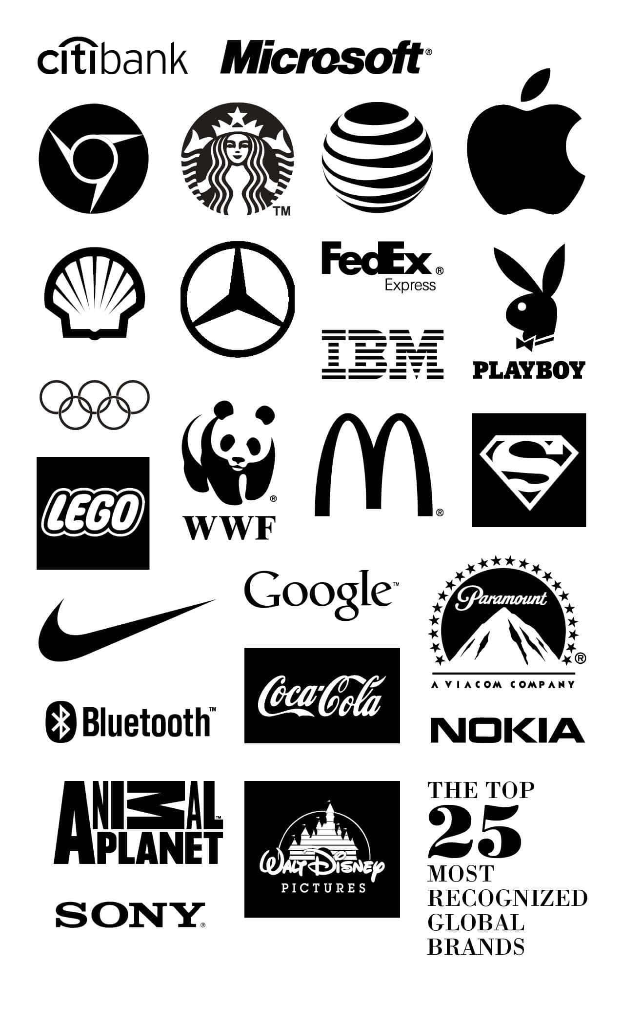 black and white logo, clean grid, iconic global brand logos, Full HD Phone Wallpaper