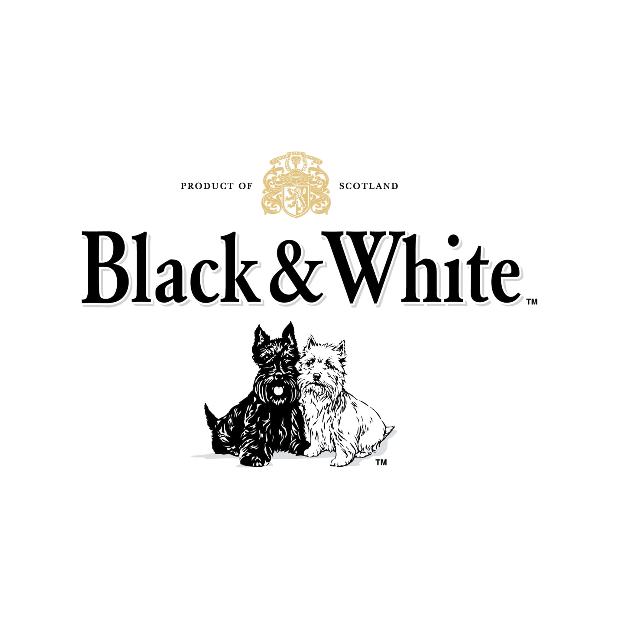 Black & White, Scottish terriers, gold Scottish crest, Full HD Desktop Wallpaper