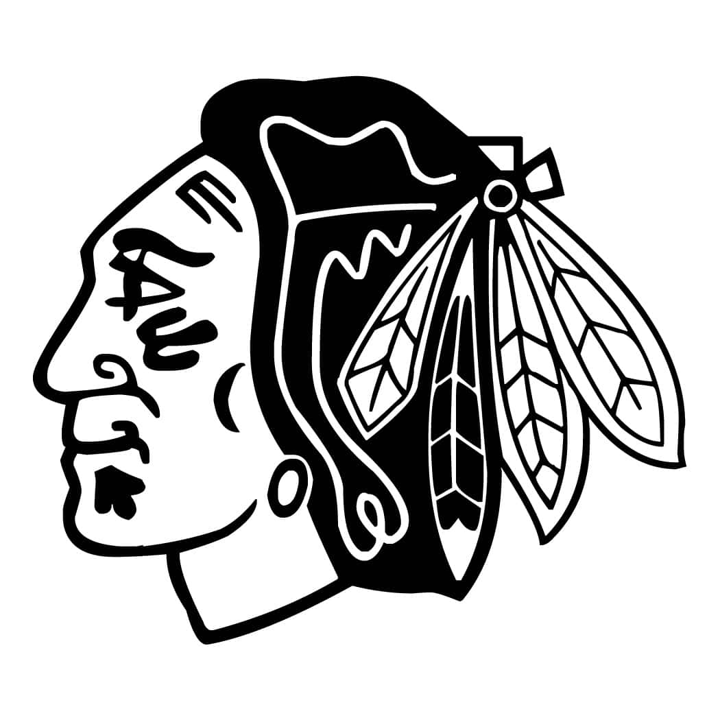Black and White Logo, Native American chief profile, feathered headdress, SD Desktop Wallpaper