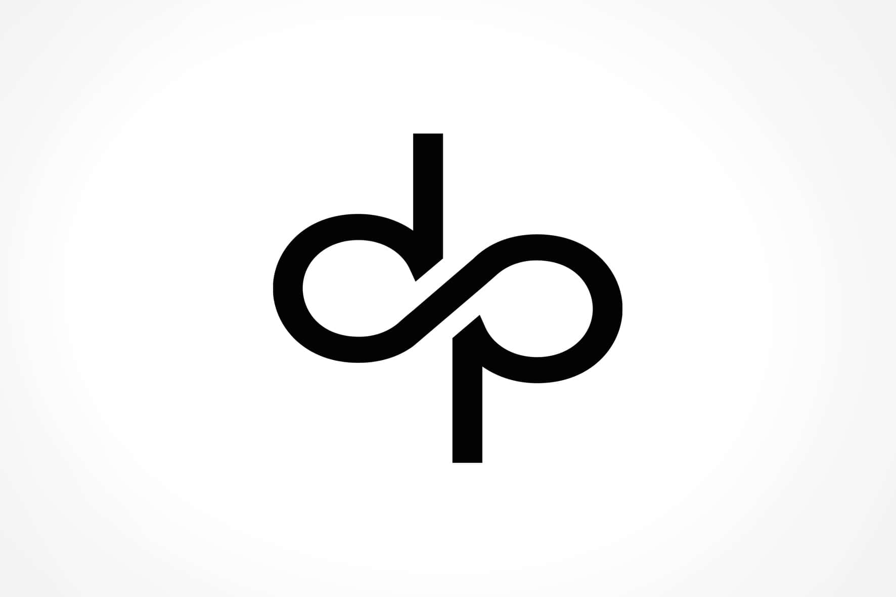 black and white logo, abstract symbol, intertwined letters, HD Desktop Wallpaper