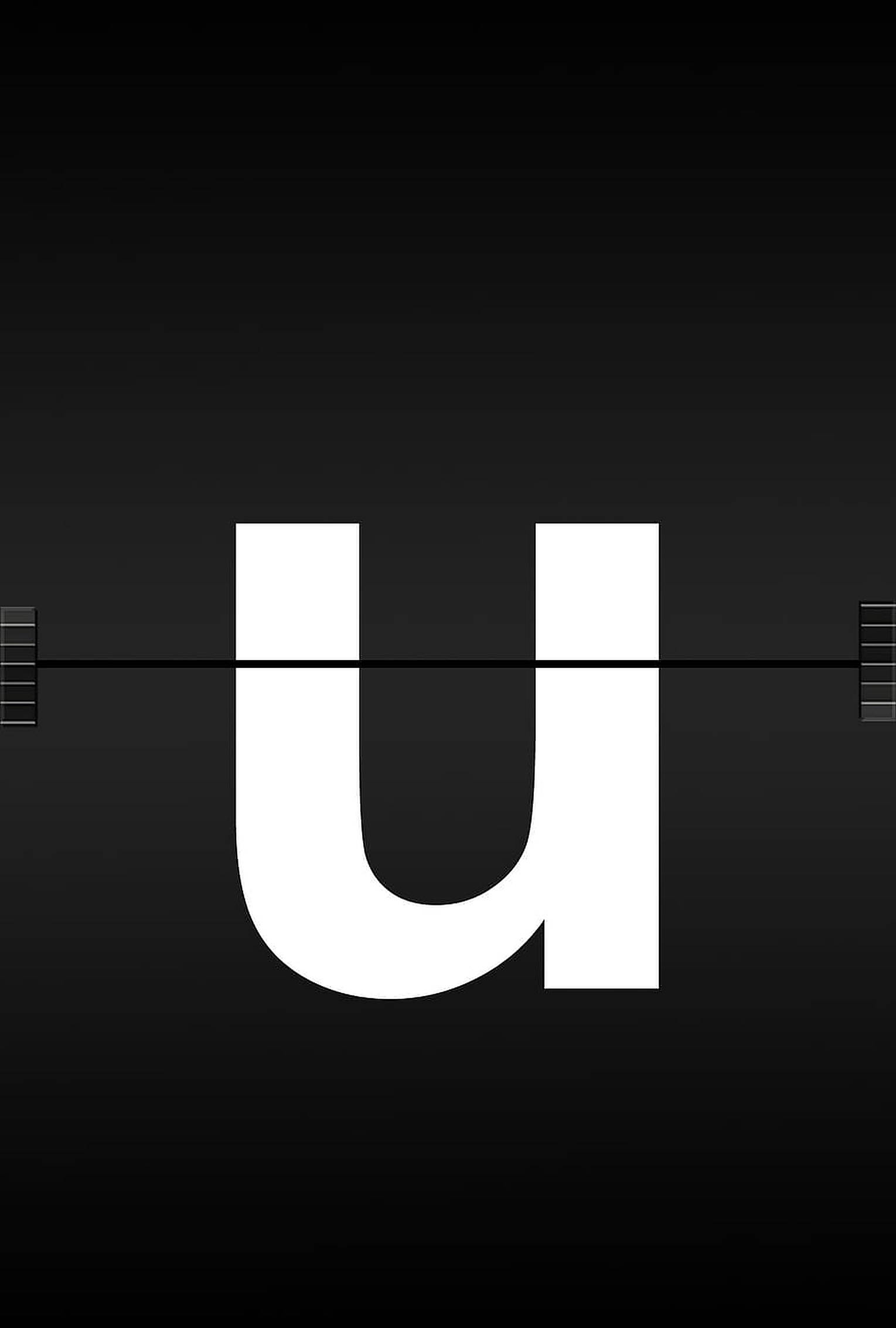 Letter U, white letter U, dark gradient background, Full HD Phone Wallpaper