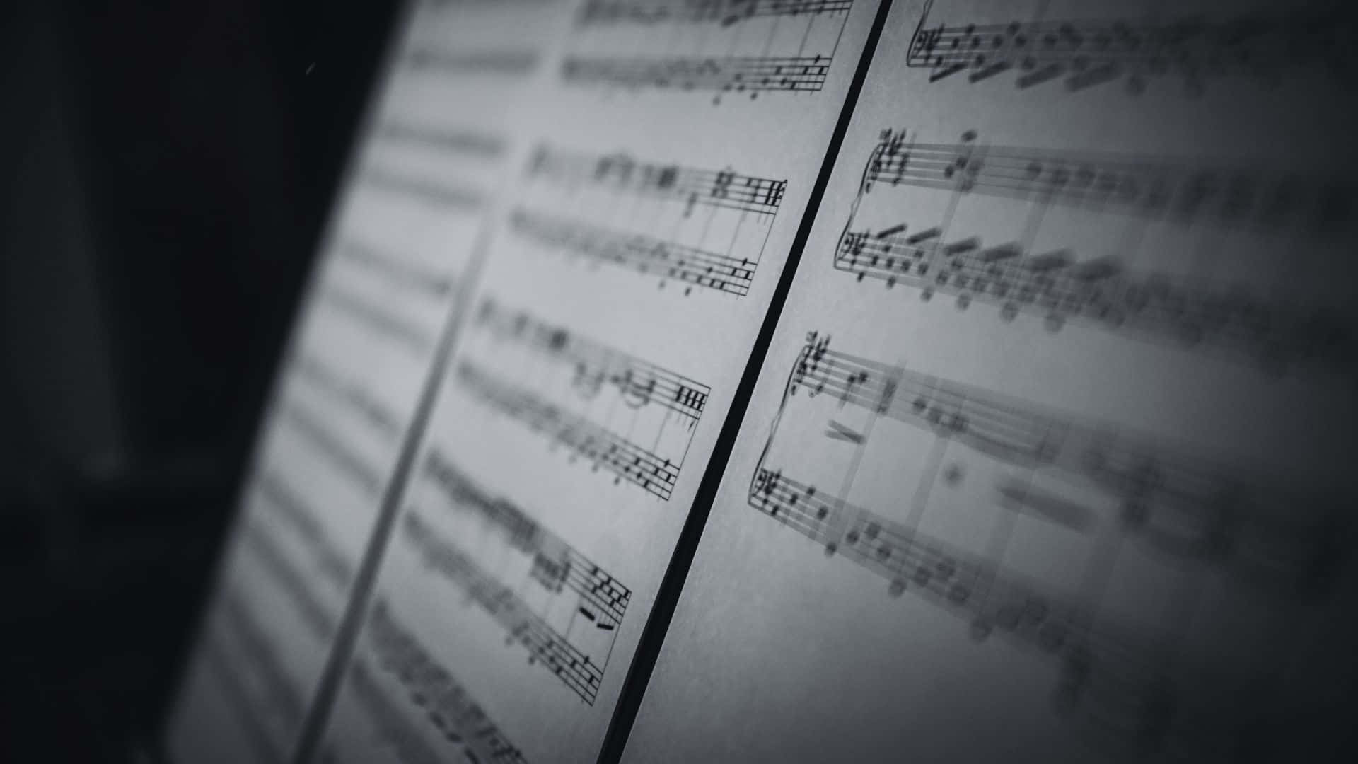 Black And White Music, sheet music pages, soft focus, Full HD Desktop Wallpaper