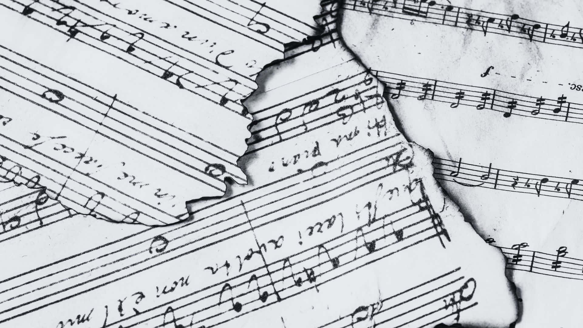 Black And White Music, vintage sheet music, handwritten notes, Full HD Desktop Wallpaper