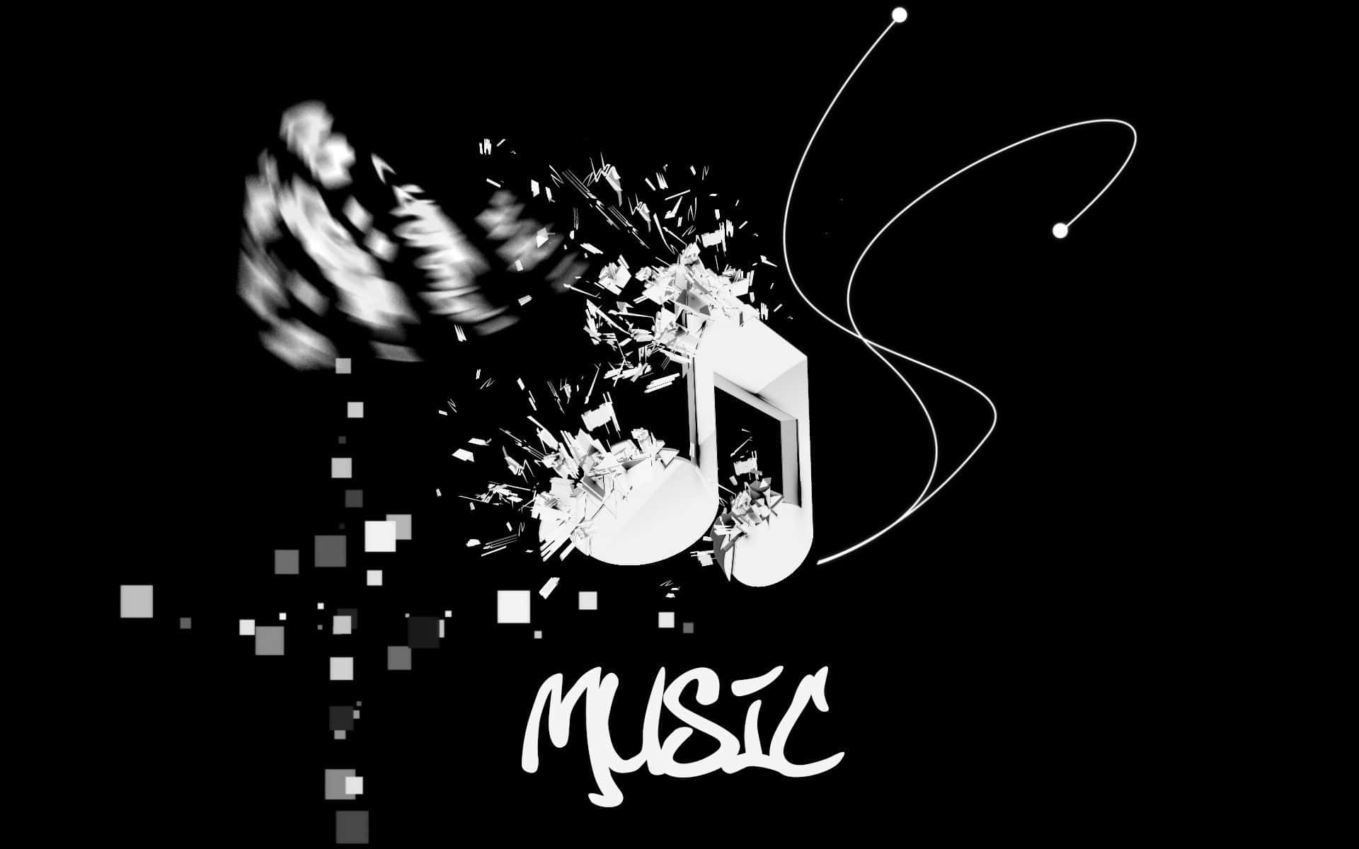 black and white piano keyboard, musical notes, shattered music note, Full HD Desktop Wallpaper