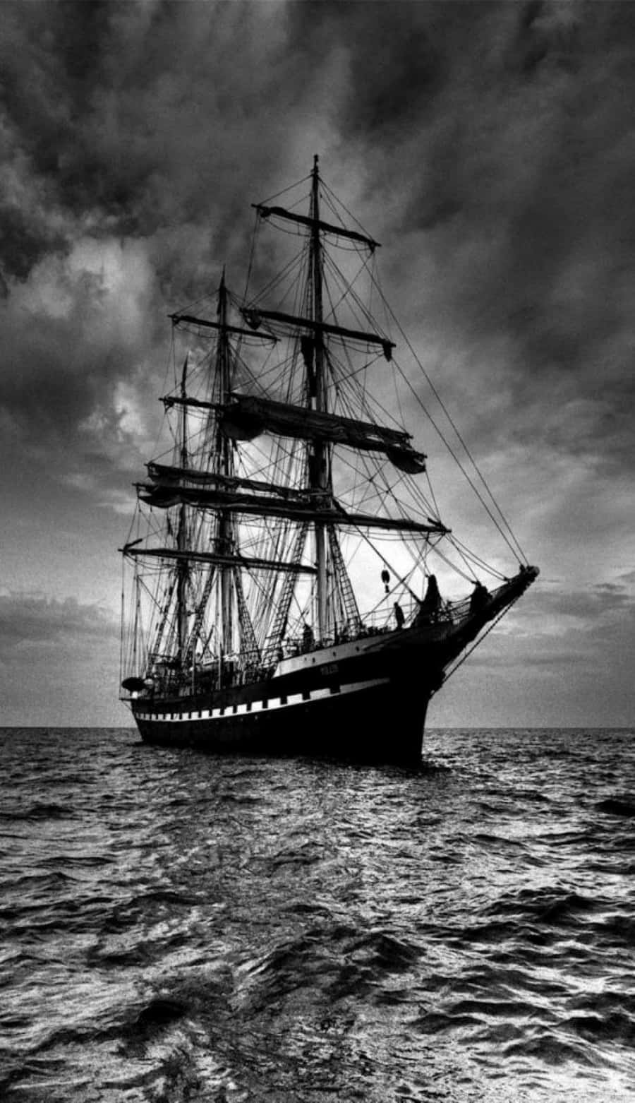 tall ship, choppy seas, cloudy sky, HD Phone Wallpaper