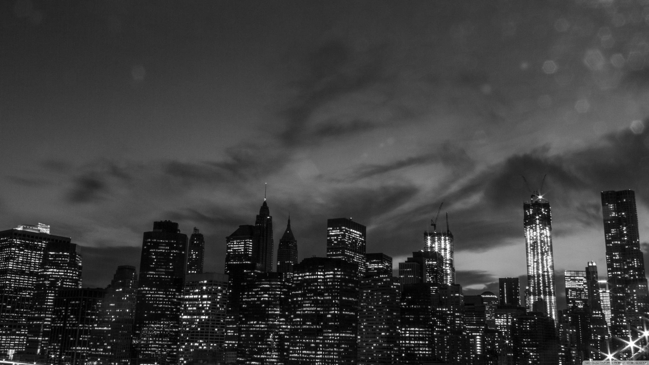 Black And White New York, low angle, city skyline, Full HD Desktop Wallpaper
