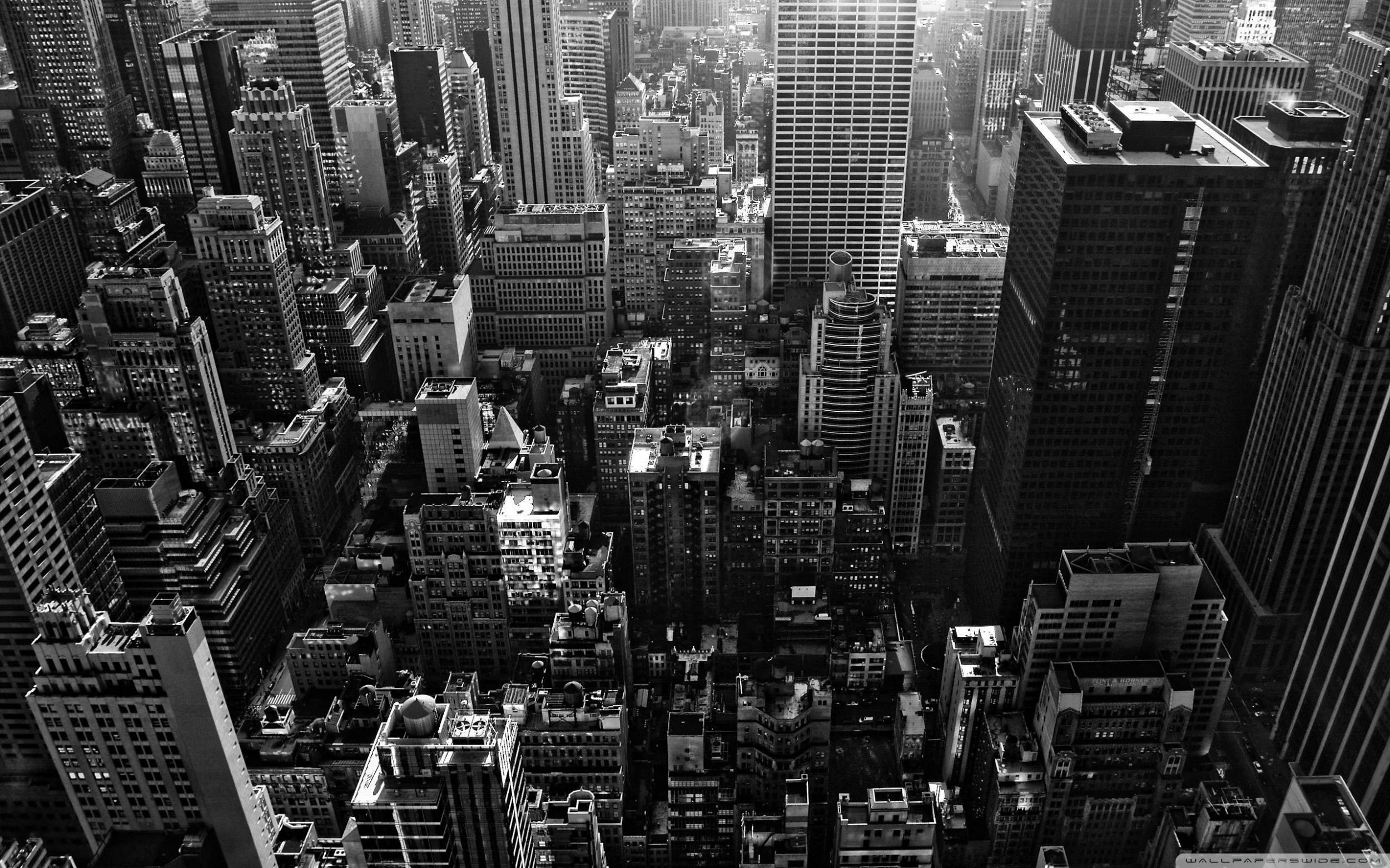 New York, black and white, skyscrapers, Full HD Desktop Wallpaper