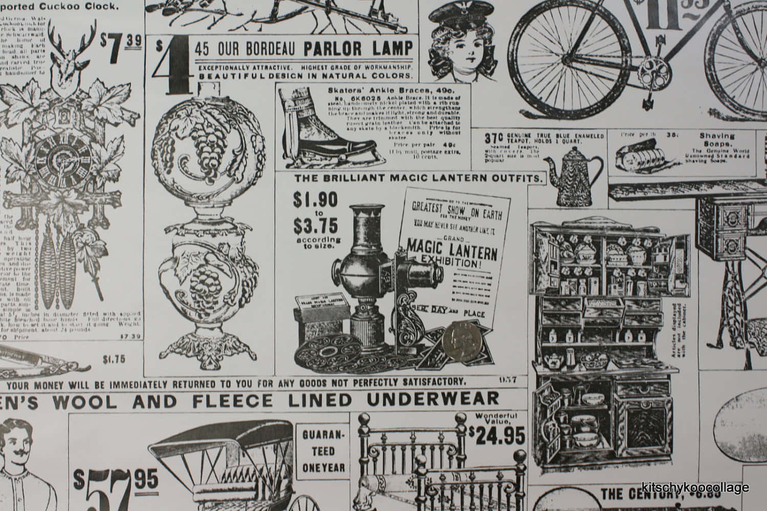 black and white newspaper, 19th century advertisements, lamps, HD Desktop Wallpaper