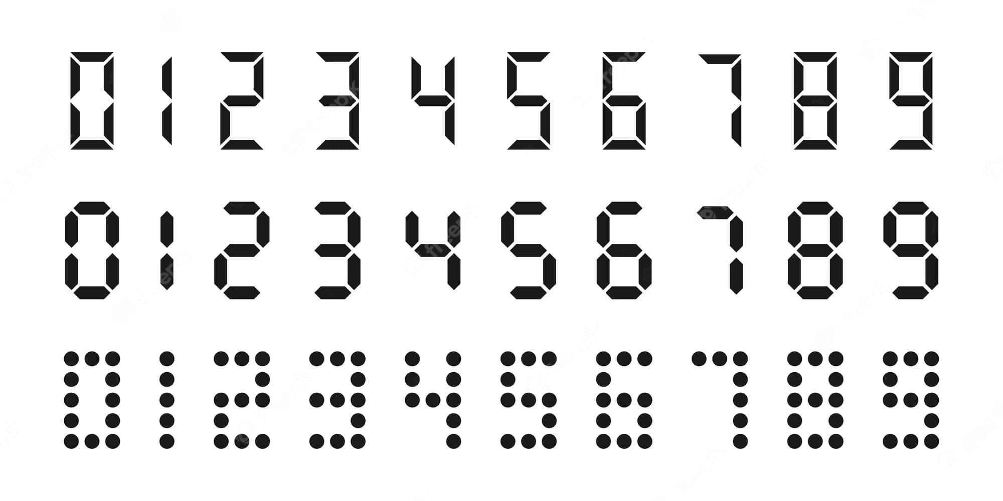 Black And White Number, 0 to 9, blocky segmented, Full HD Desktop Wallpaper