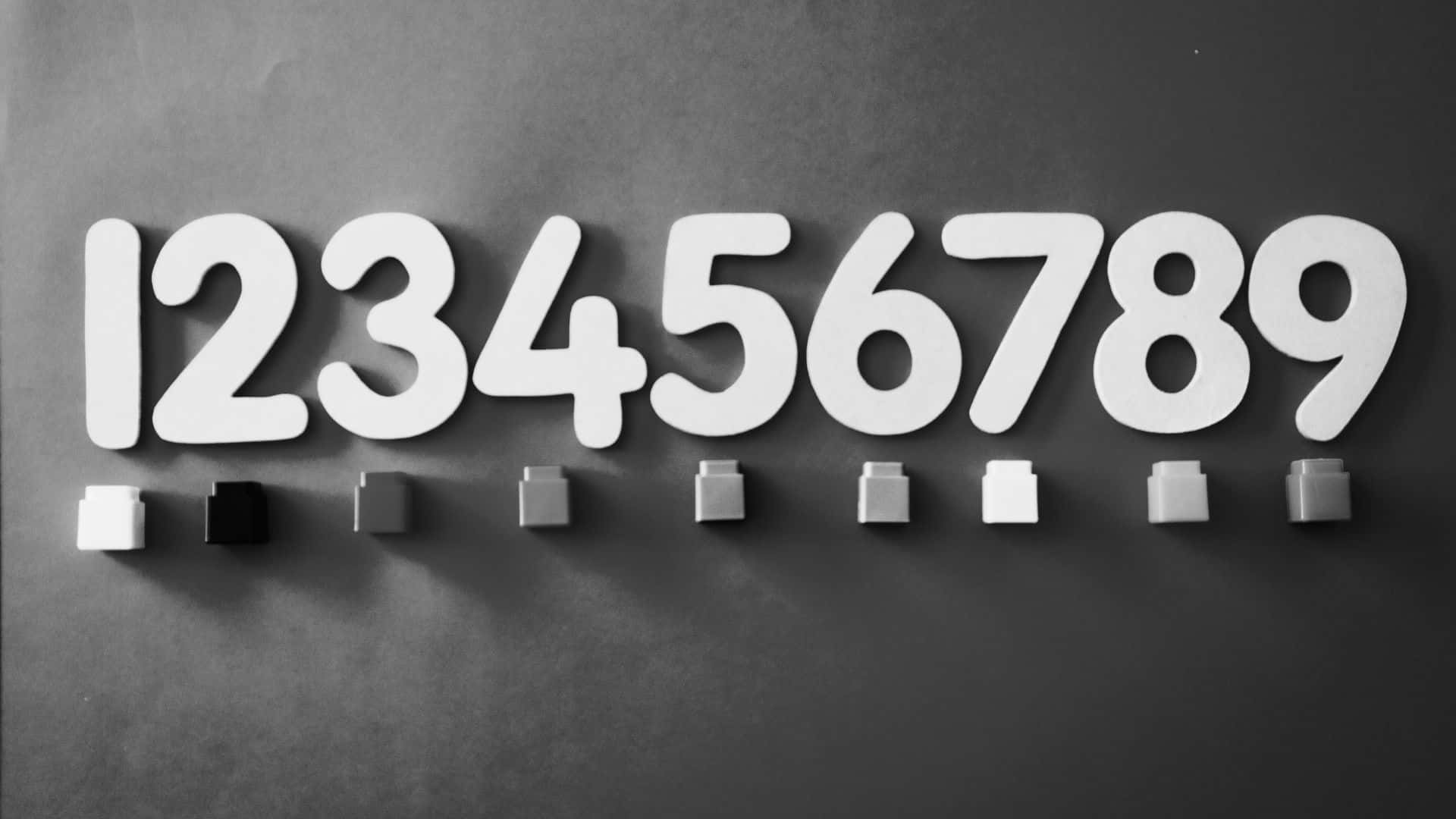 black and white number, large white numbers one through nine, dark textured surface, Full HD Desktop Wallpaper