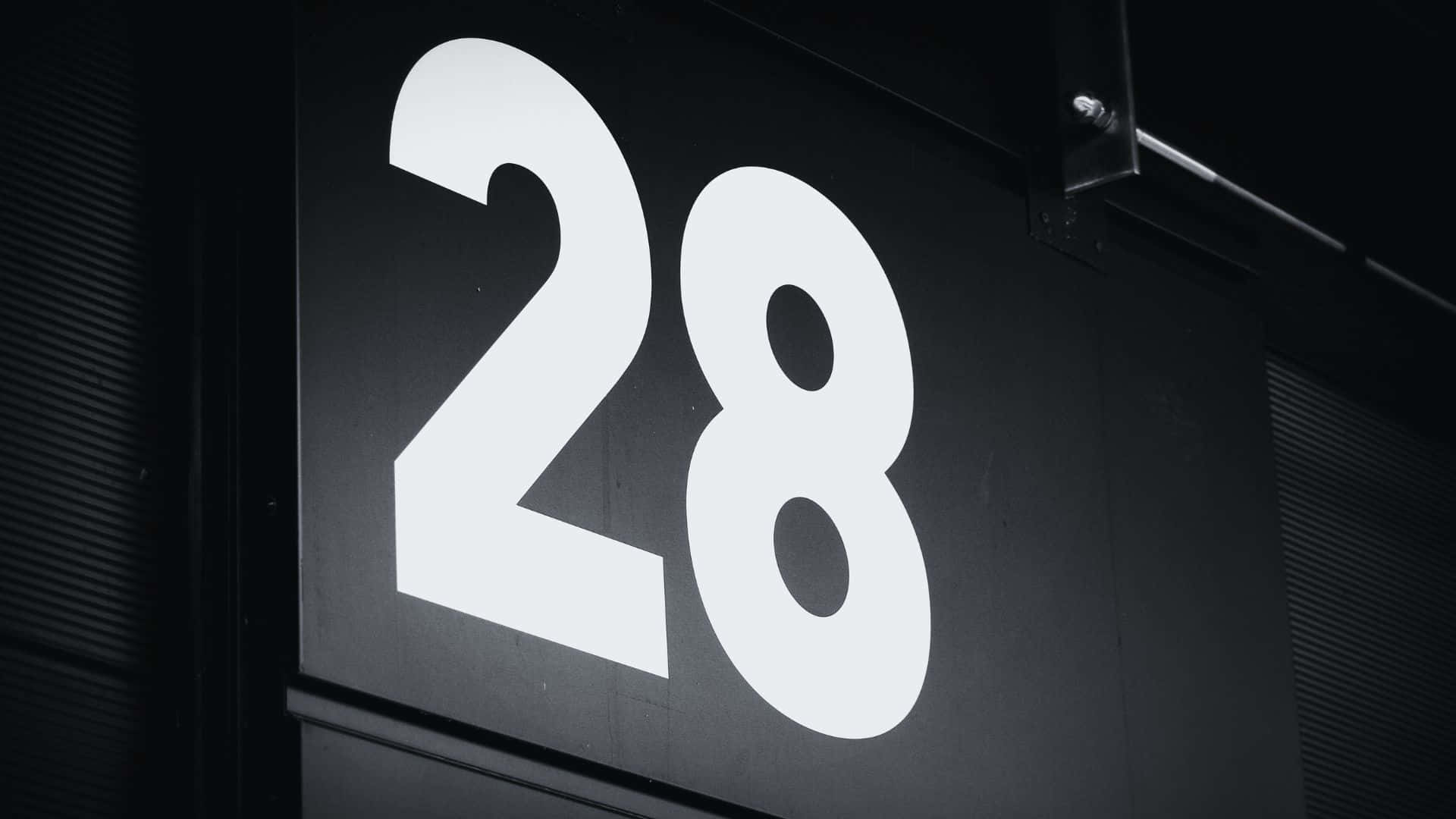 number 28, white, dark textured wall, Full HD Desktop Wallpaper