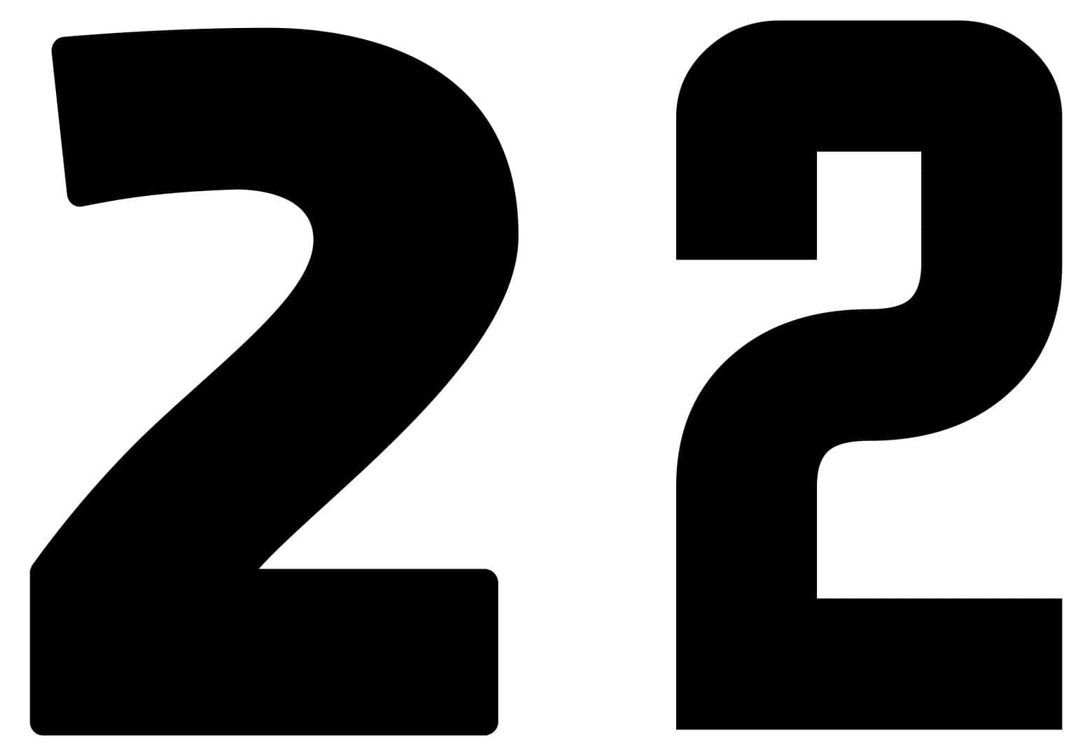 Black And White Number, number twenty-two, clean white background, HD Desktop Wallpaper