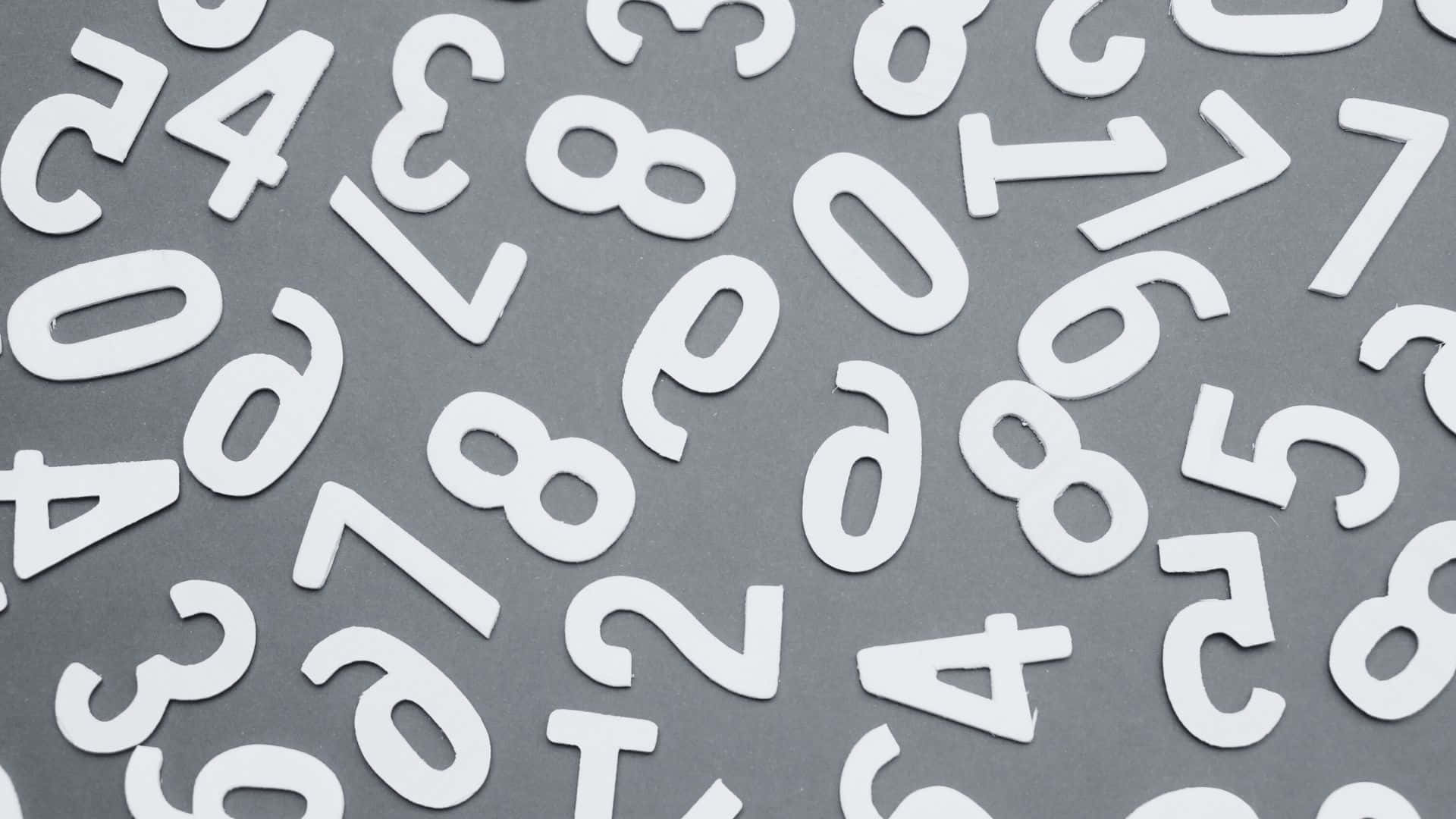 Black And White Number, white cutout numbers, gray surface, Full HD Desktop Wallpaper