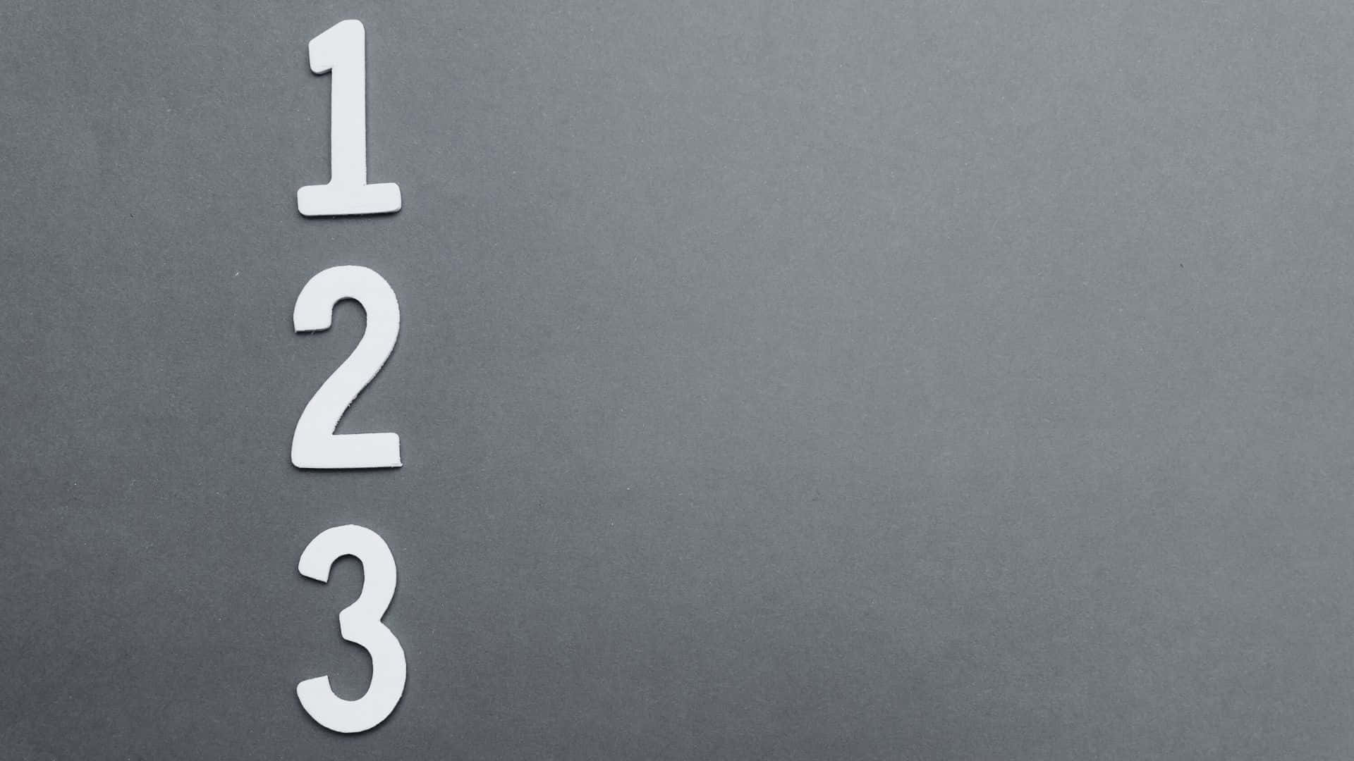 one two three, white cutout numbers, textured gray surface, Full HD Desktop Wallpaper