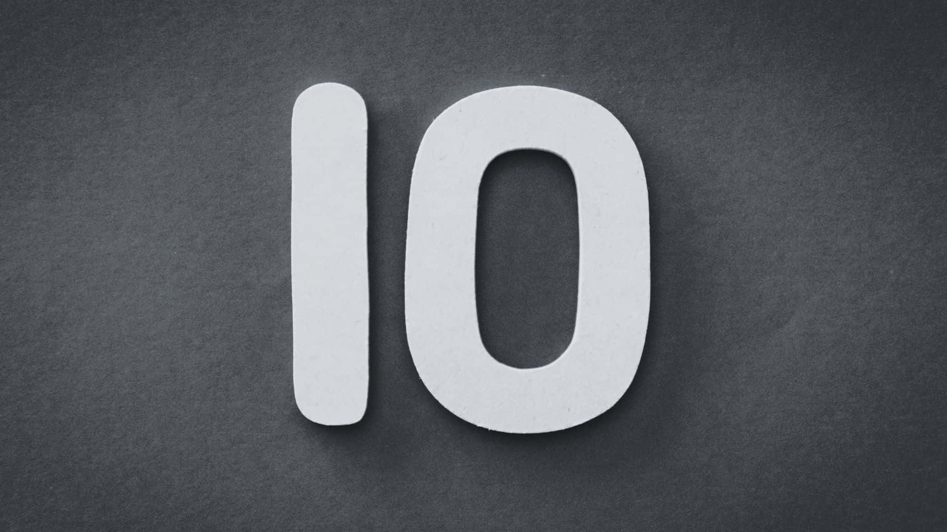 number ten, bold white letters, textured dark gray background, Full HD Desktop Wallpaper