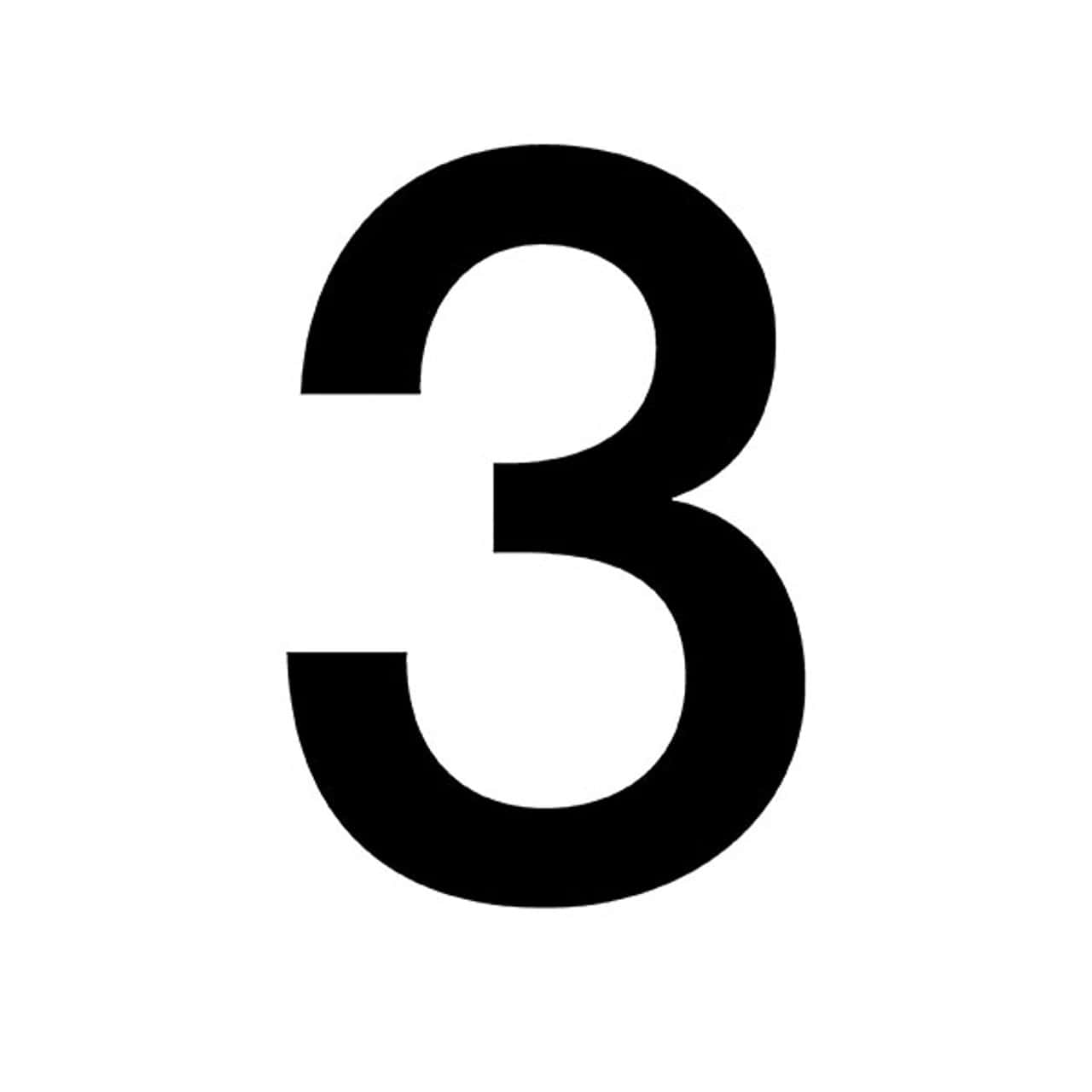 black number three, plain white background, clean minimalist lines, HD Desktop Wallpaper