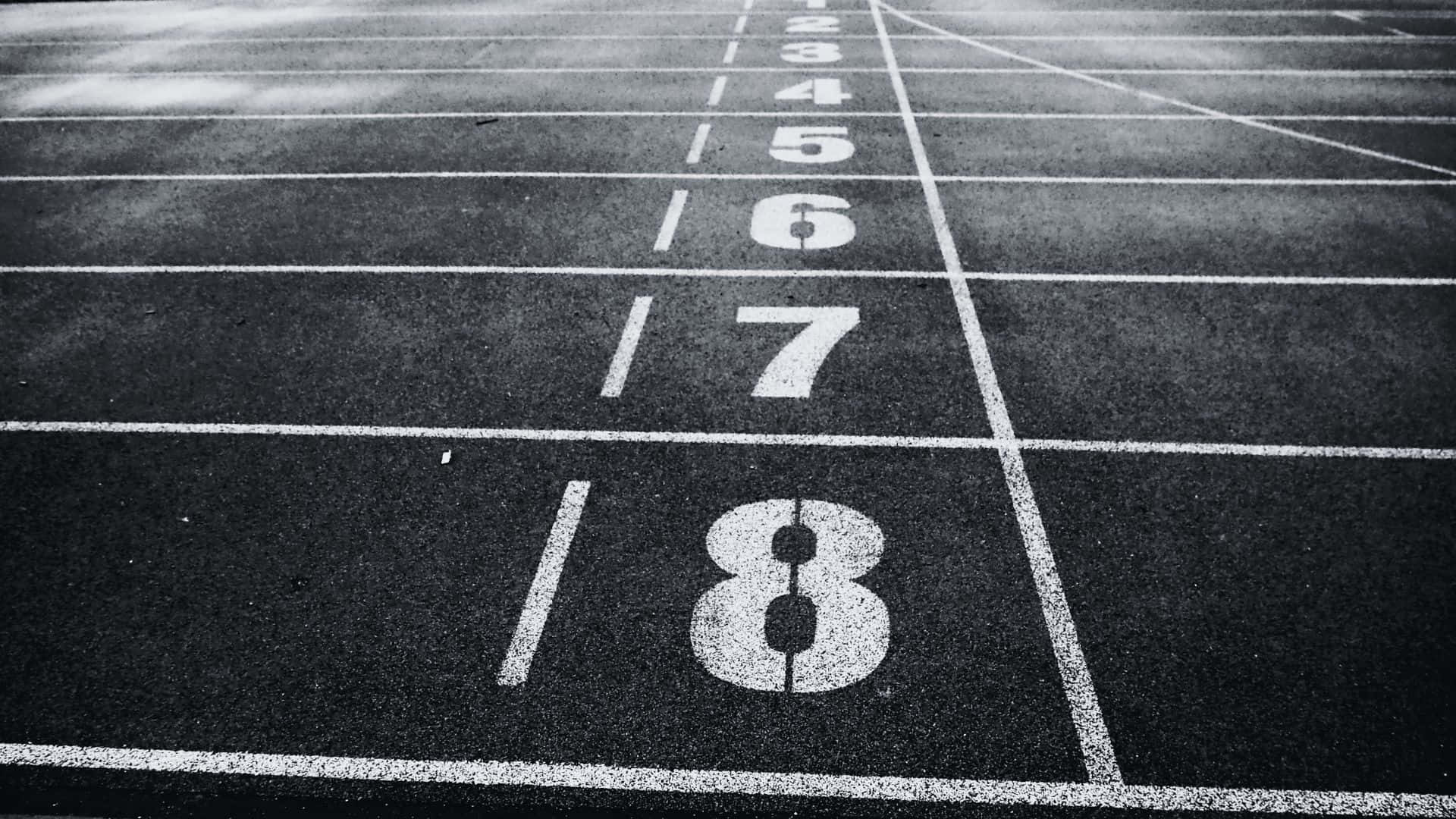 numbered lanes, running track, textured asphalt, Full HD Desktop Wallpaper
