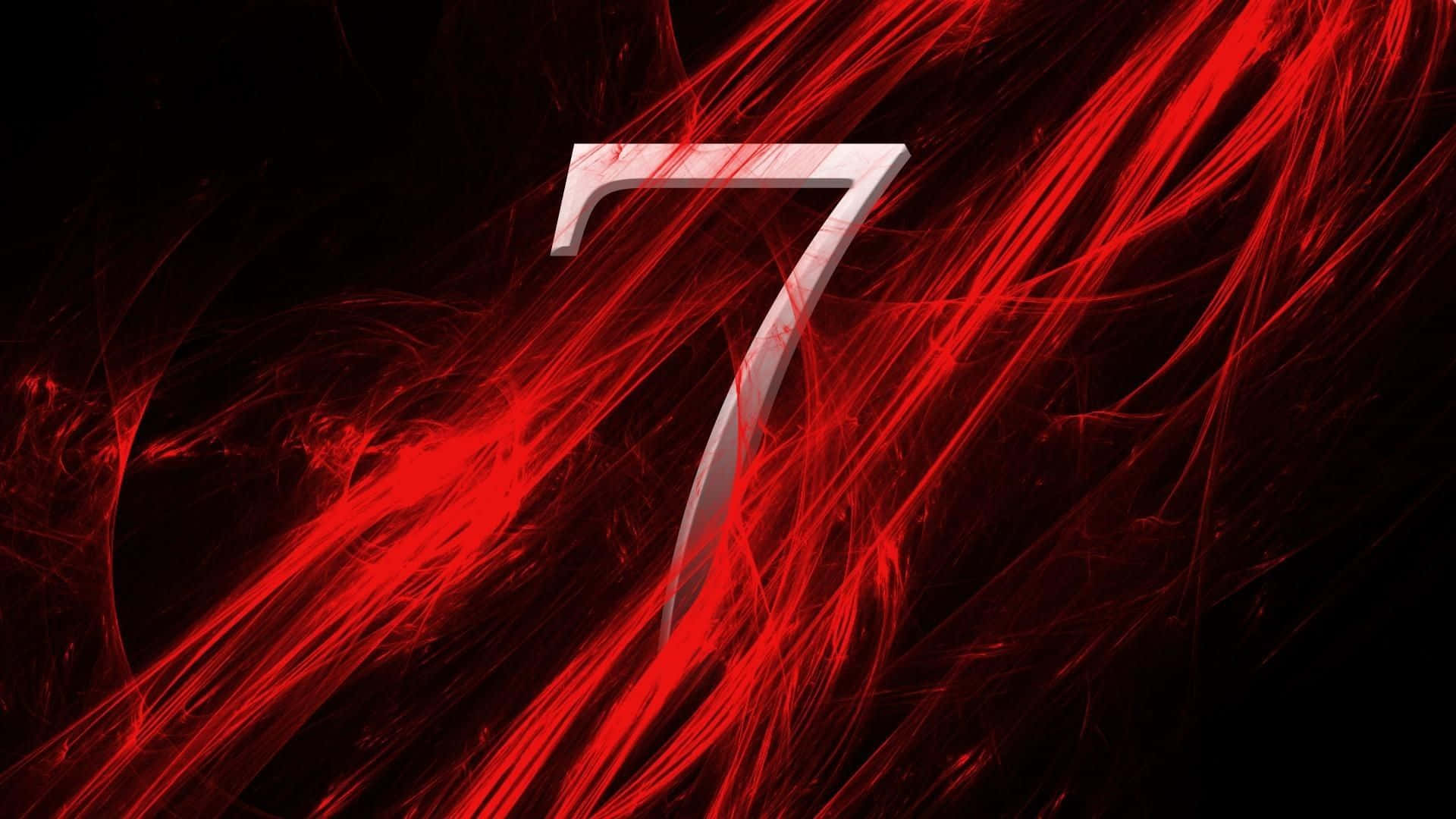 Number 7, silver, red energy streaks, Full HD Desktop Wallpaper