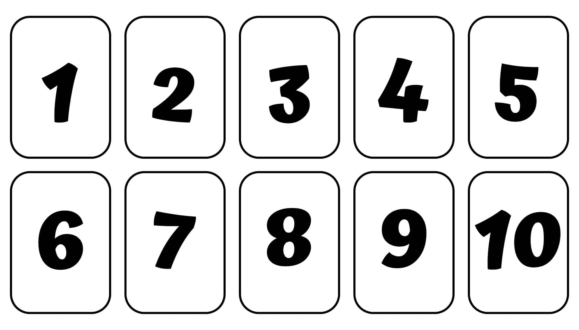 Black And White Number, black numbers one through ten, white rounded rectangular cards, Full HD Desktop Wallpaper