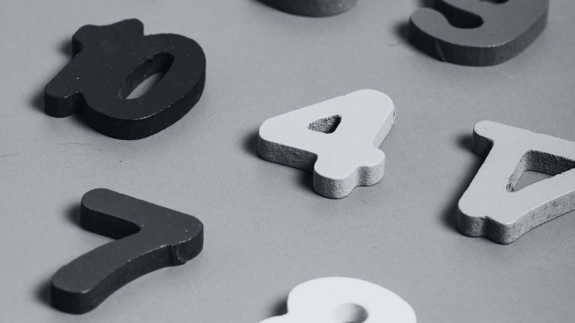 Black And White Number, 3d number cutouts, gray surface, Full HD Desktop Wallpaper