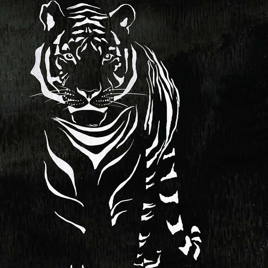 tiger, detailed stripes, stark white silhouette, SD Desktop Wallpaper