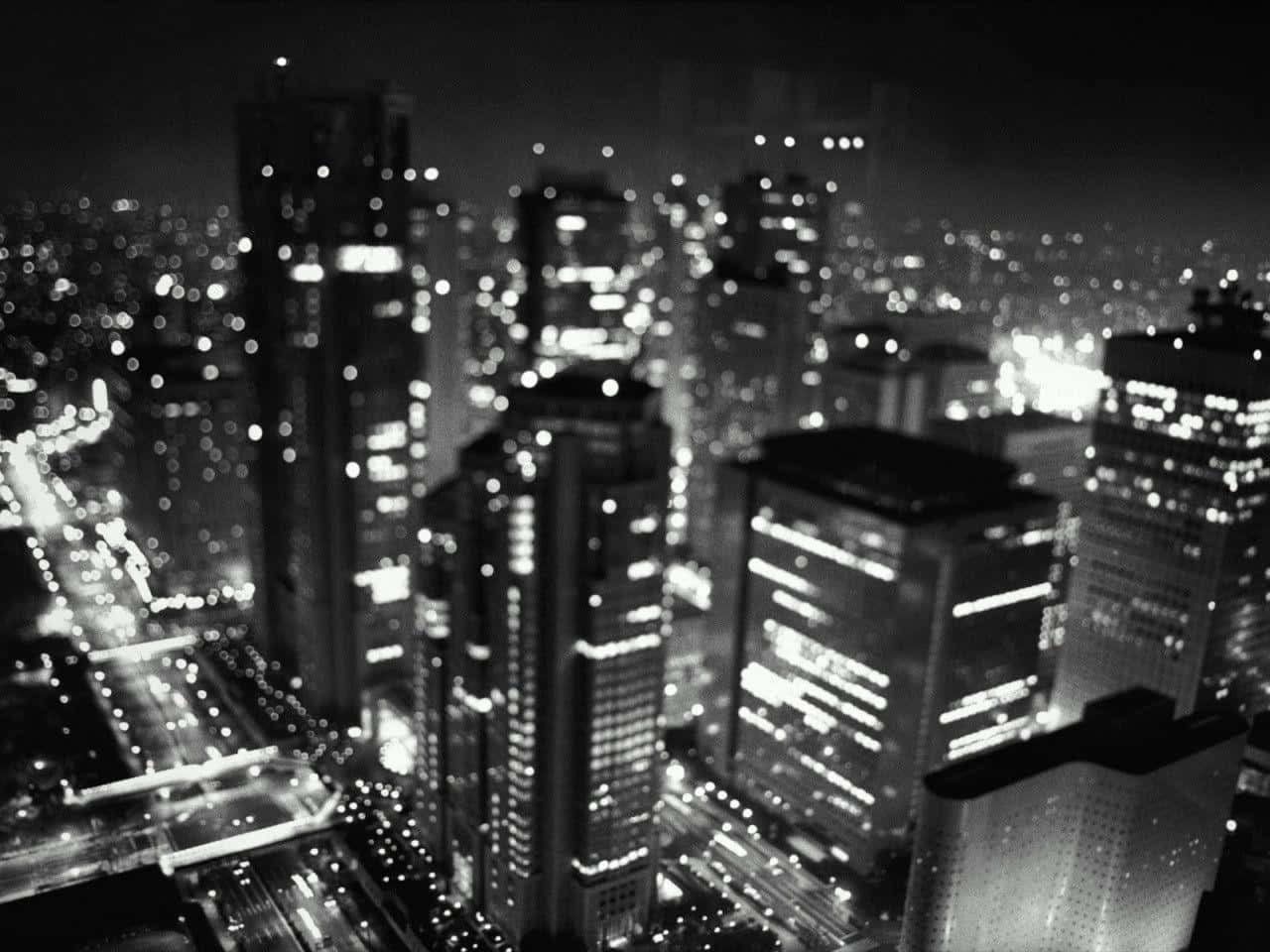 black and white, aerial view, bustling city, HD Desktop Wallpaper