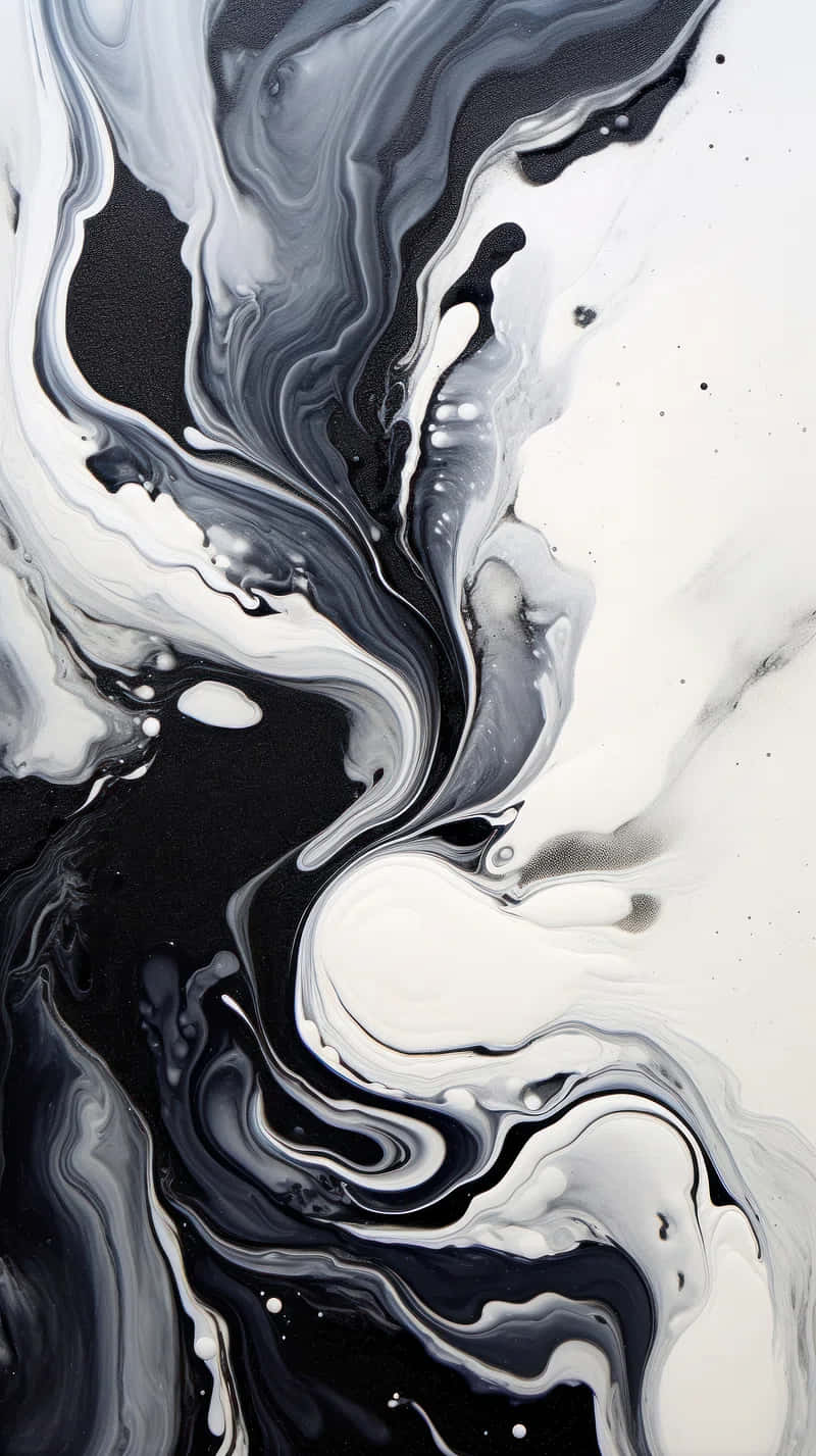 abstract black and white fluid art, black white and gray paint, organic patterns, HD Phone Wallpaper