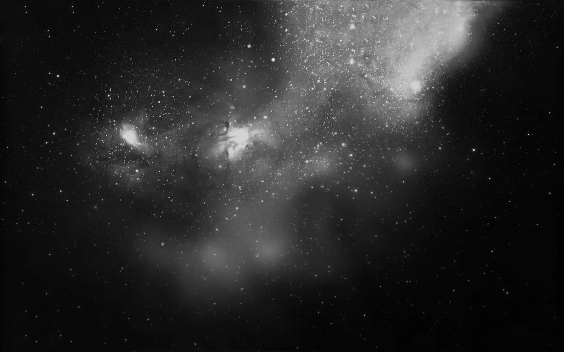 Black And White Pc, monochrome cosmic vista, glowing nebulae, Full HD Desktop Wallpaper