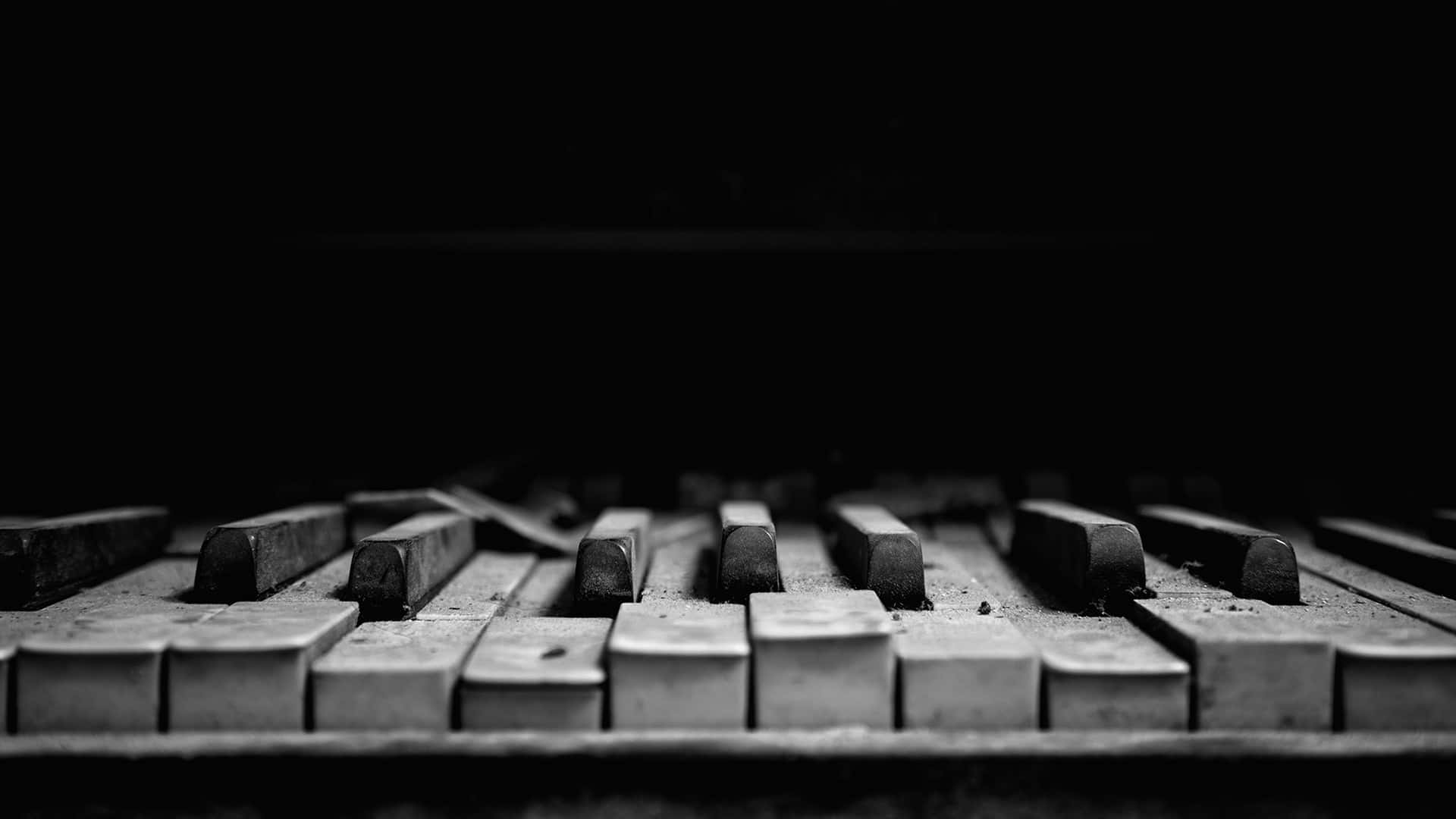 piano keyboard, black and white, dusty piano keys, Full HD Desktop Wallpaper