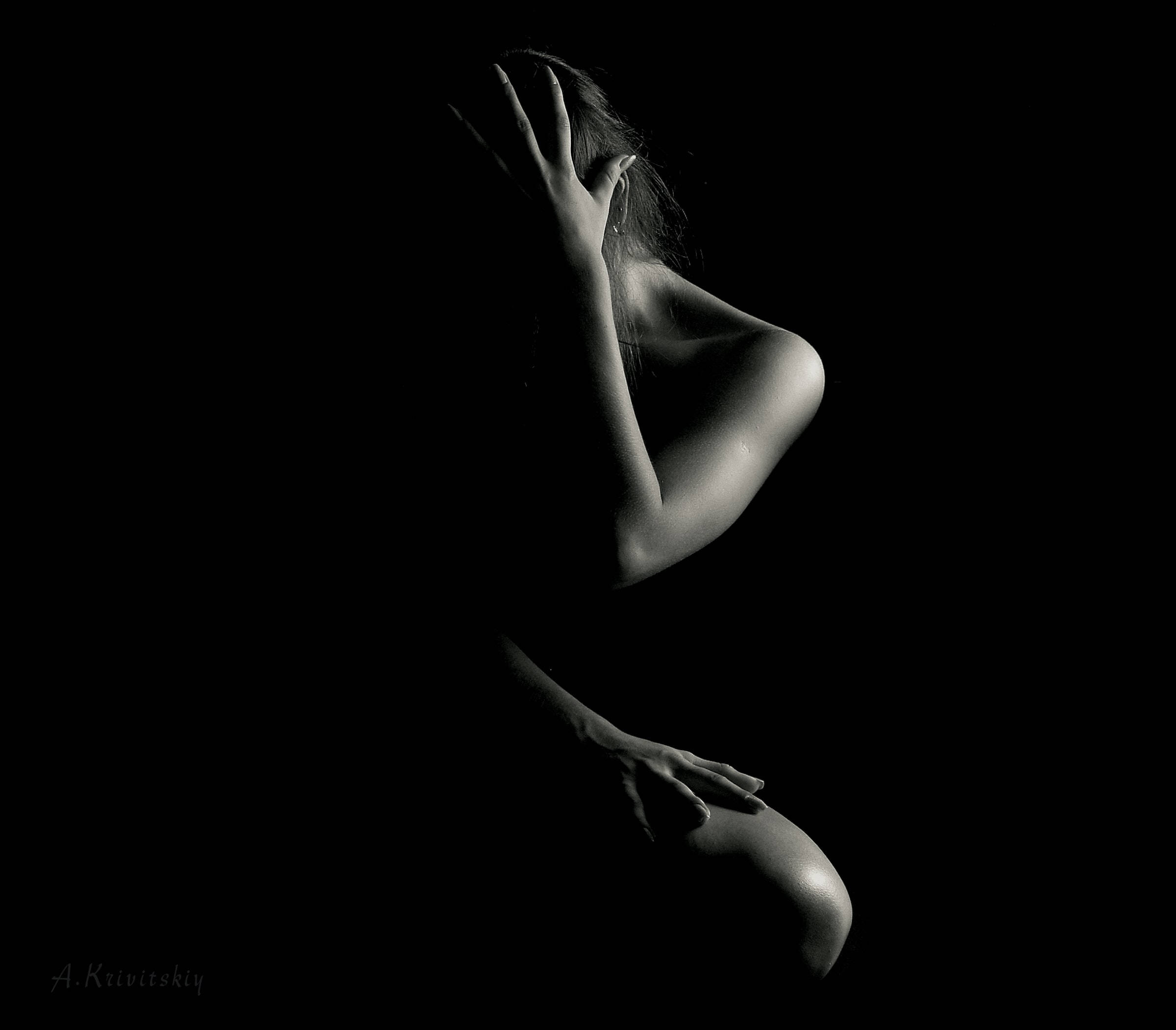 silhouette, woman, darkness, Full HD Desktop Wallpaper
