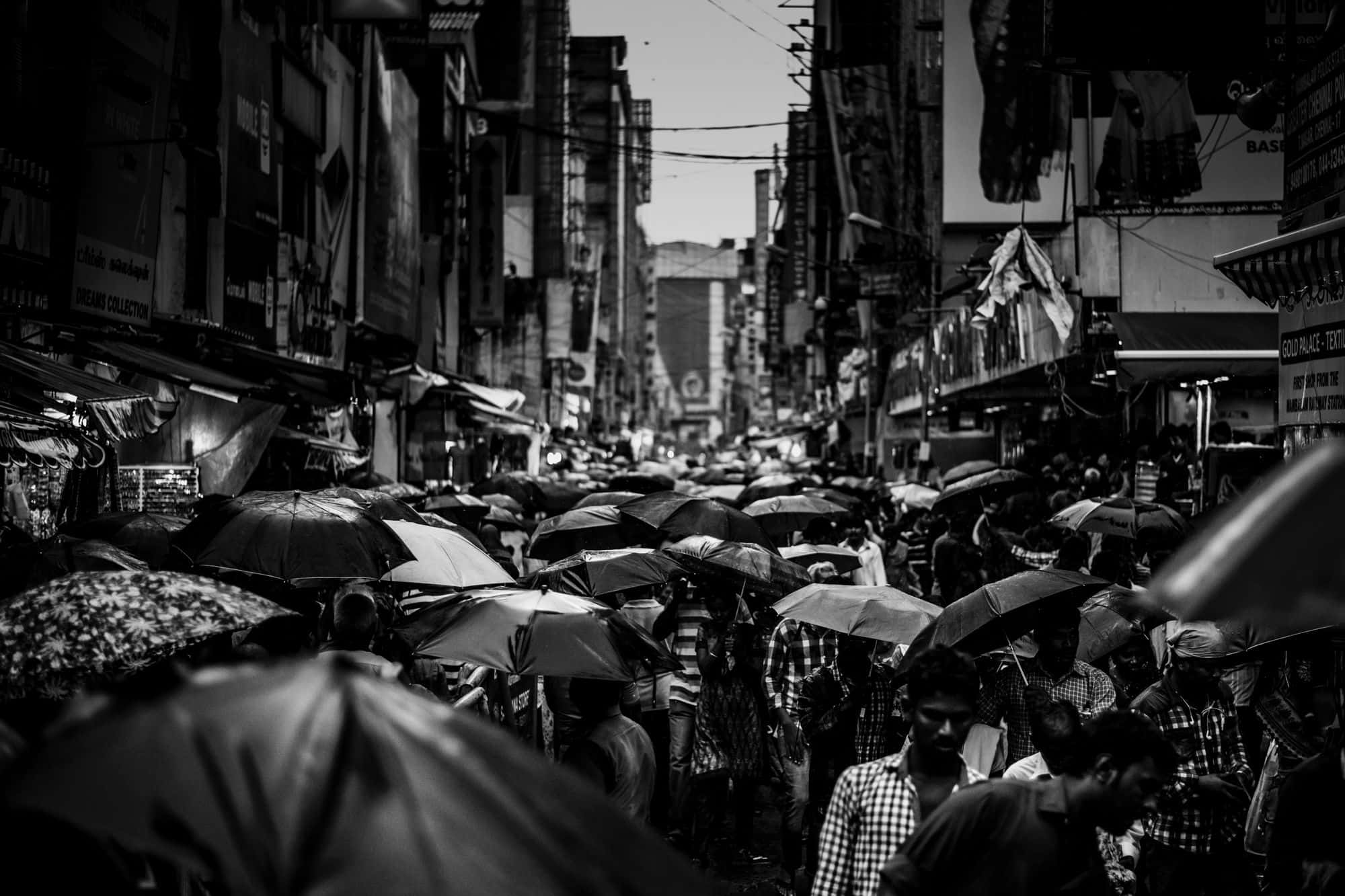 local crowded street in india, black and white photo, dense crowd of people, Full HD Desktop Wallpaper