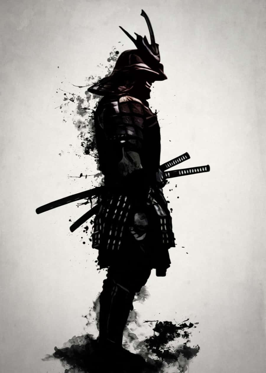 Black And White Samurai, katana, silhouette, SD Phone Wallpaper