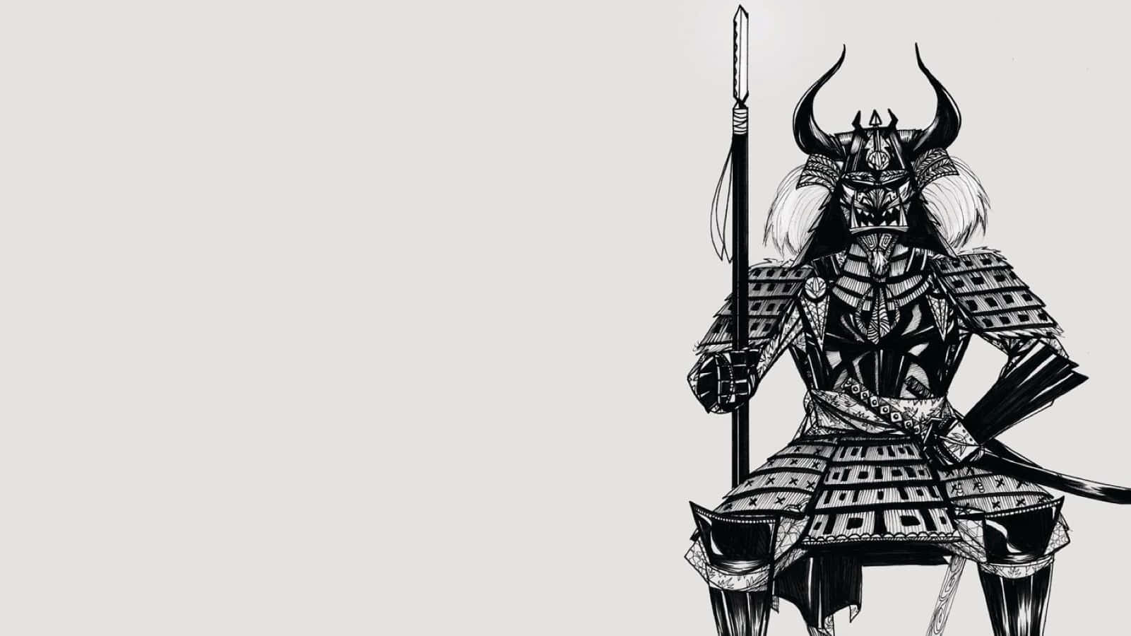 Black And White Samurai, samurai warrior, full black and white armor, HD Desktop Wallpaper