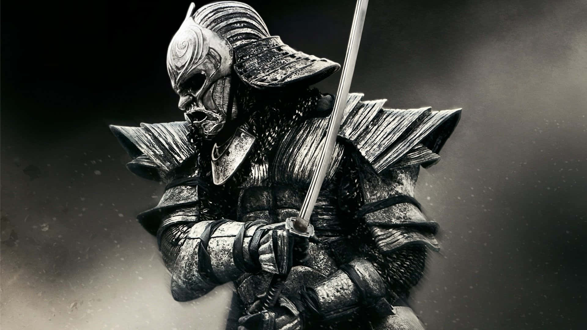 Black and White Samurai, samurai warrior, ornate dark armor, Full HD Desktop Wallpaper