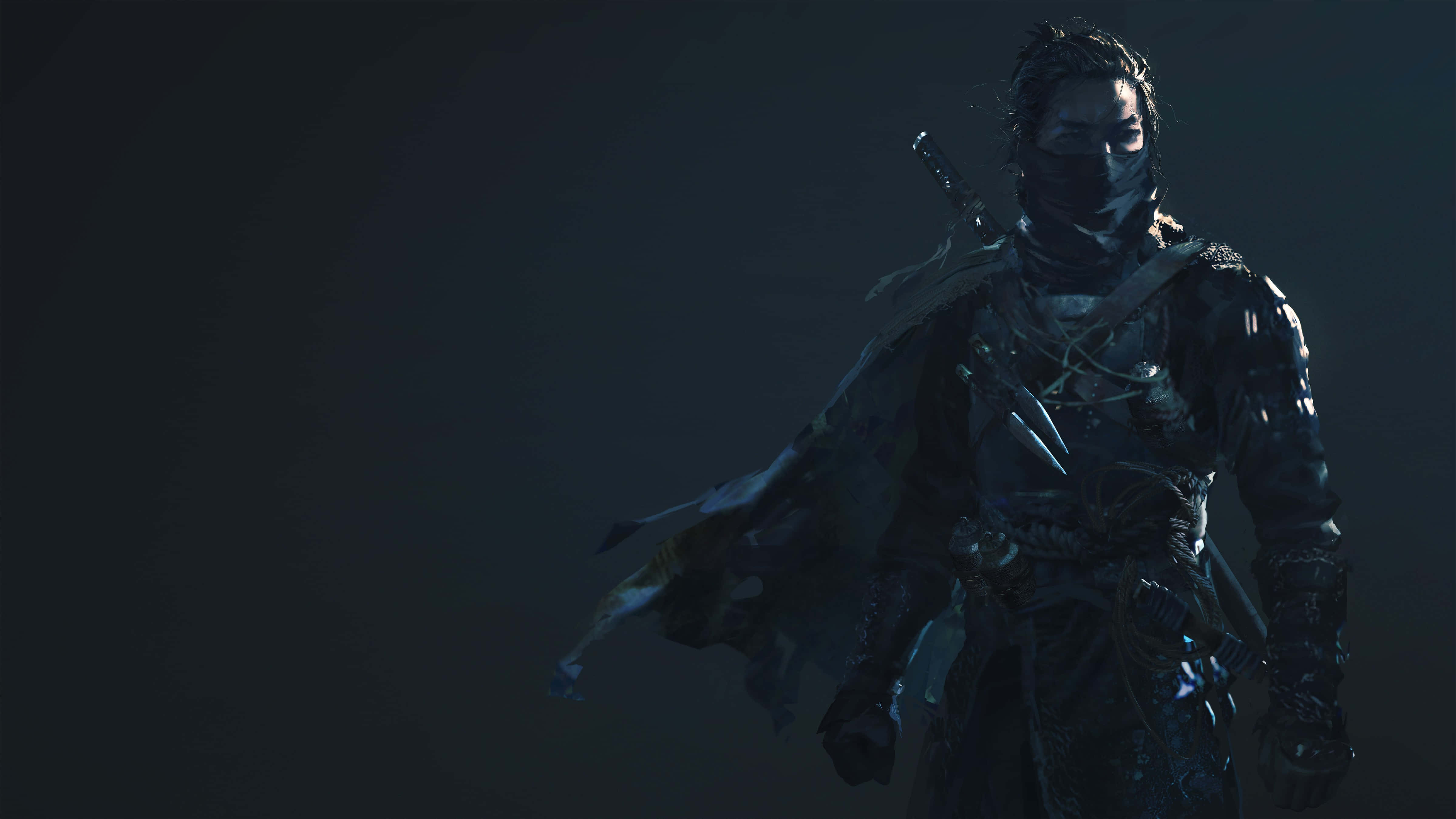 Dark Samurai, black mask, dark armor, 4K Desktop Wallpaper