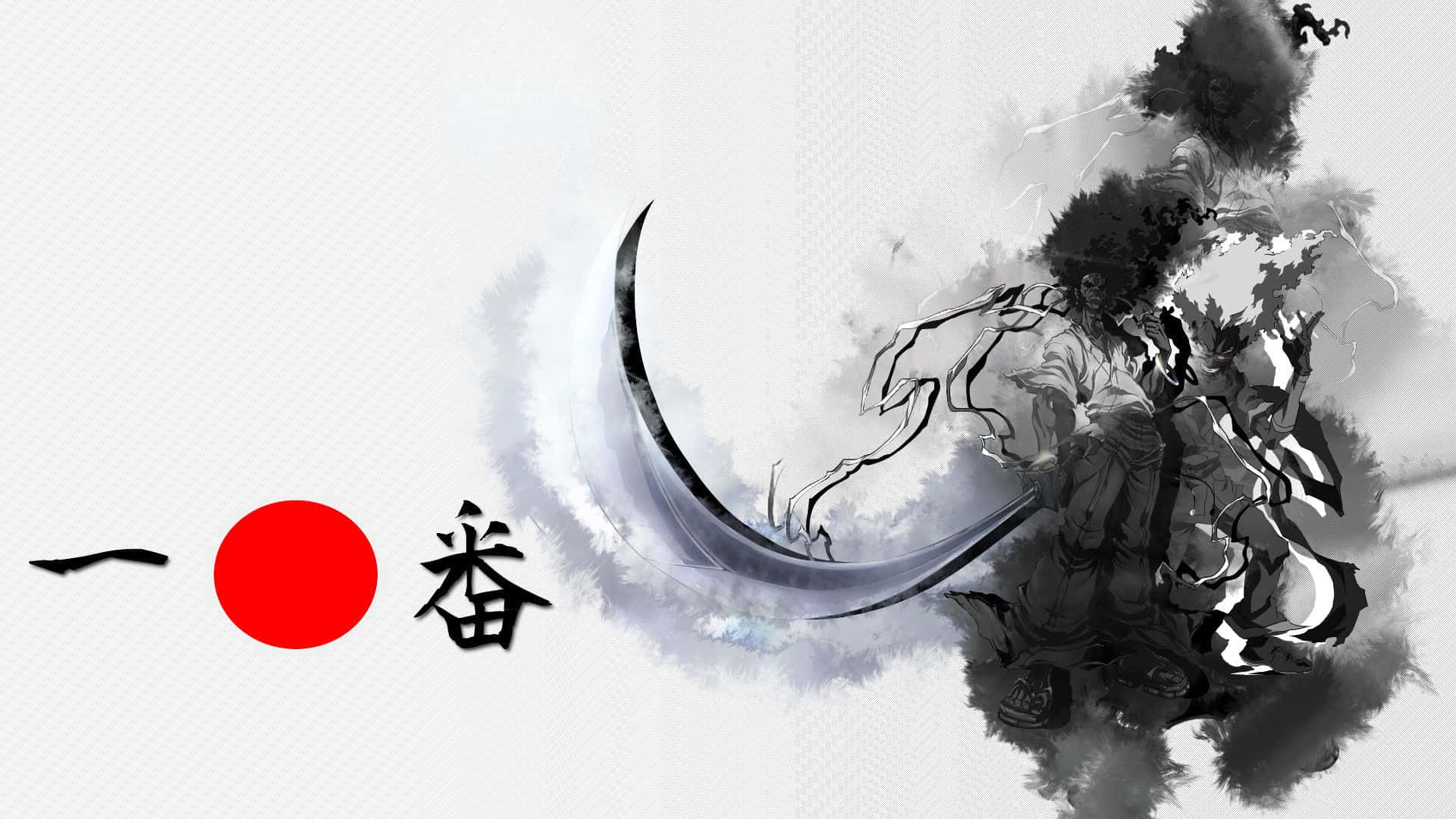 Black And White Samurai, ink-splattered motion, bold red sun, Full HD Desktop Wallpaper